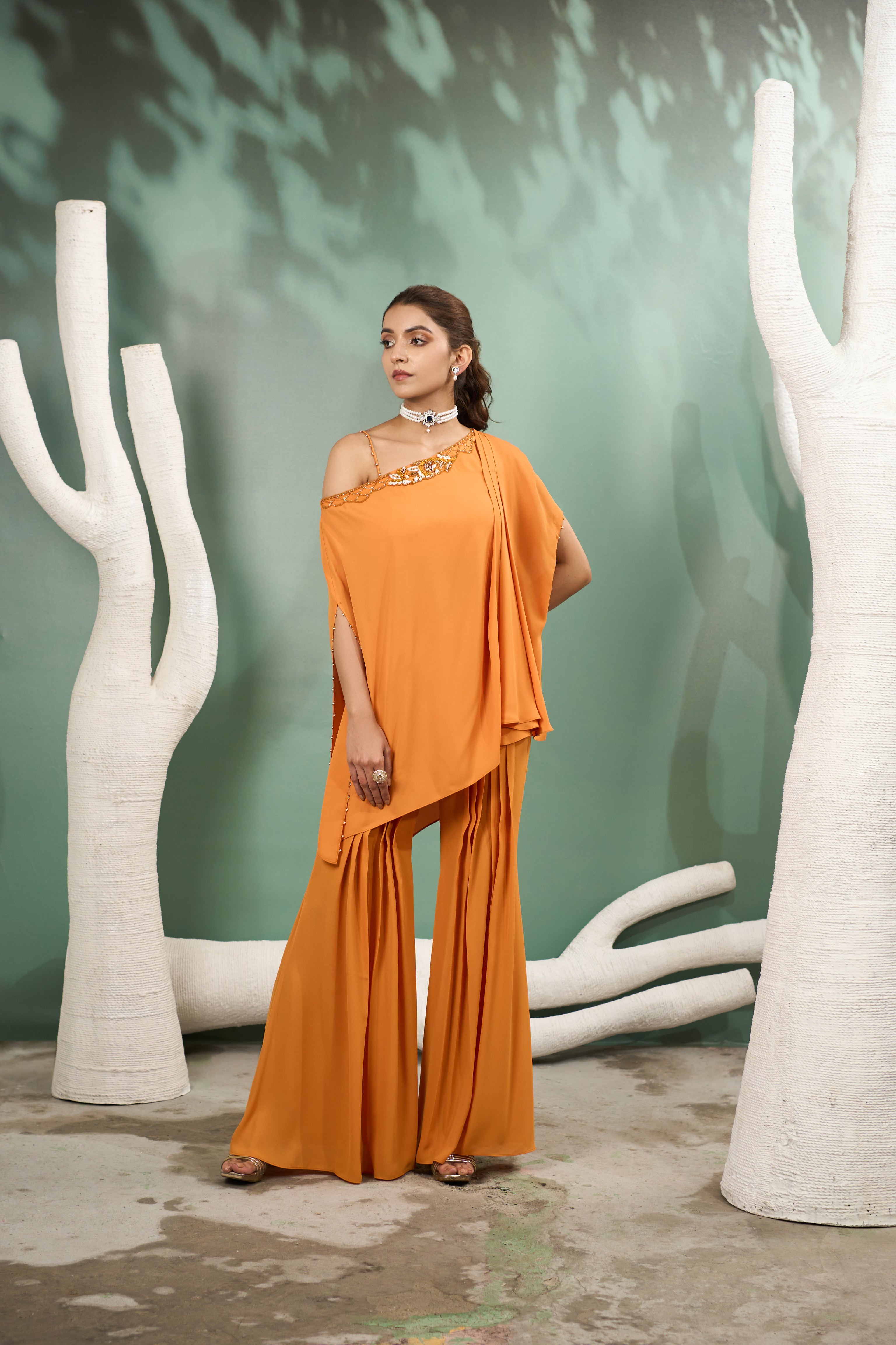 Marigold Yellow Draped Tunic Set