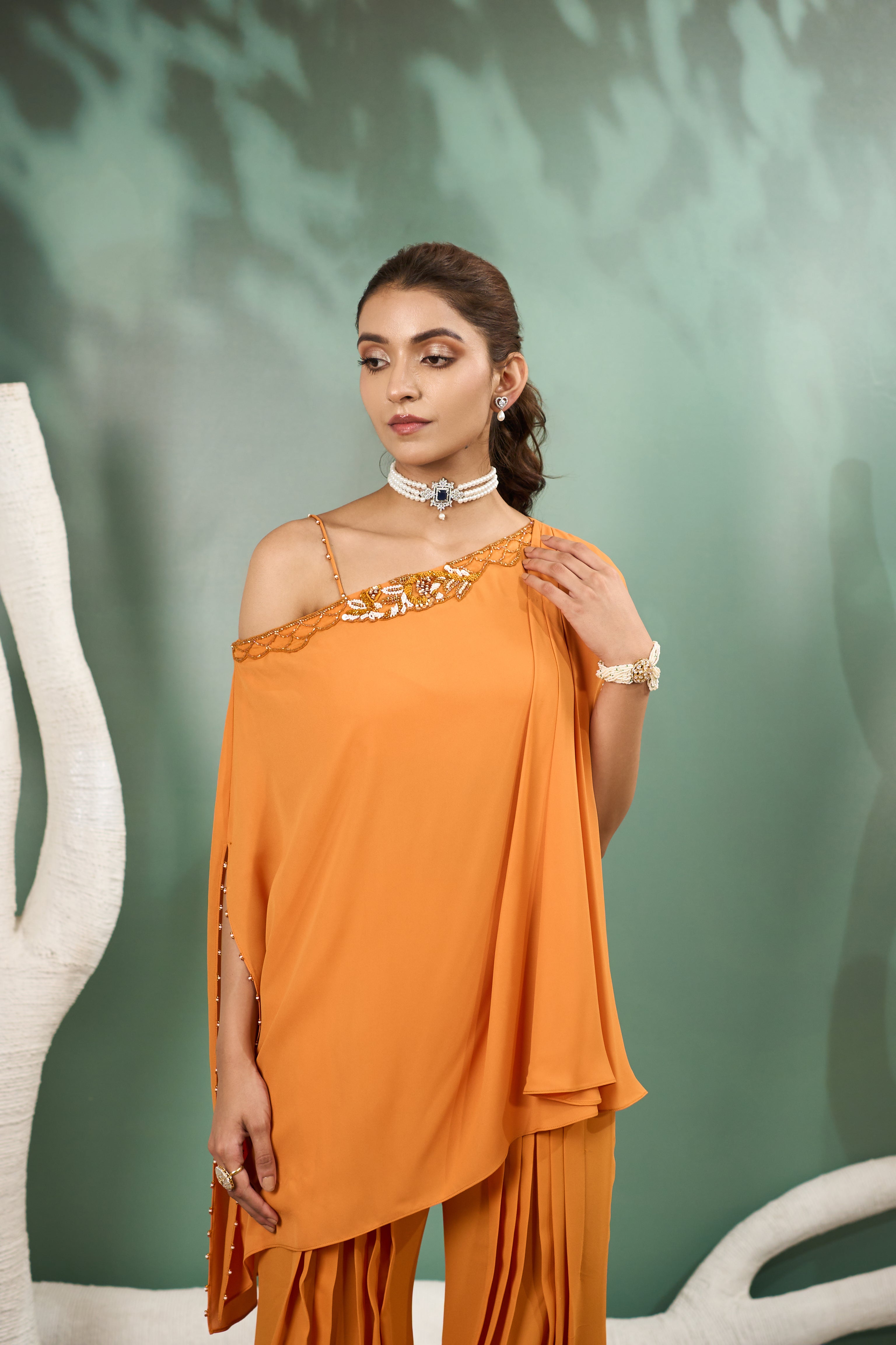 Marigold Yellow Draped Tunic Set