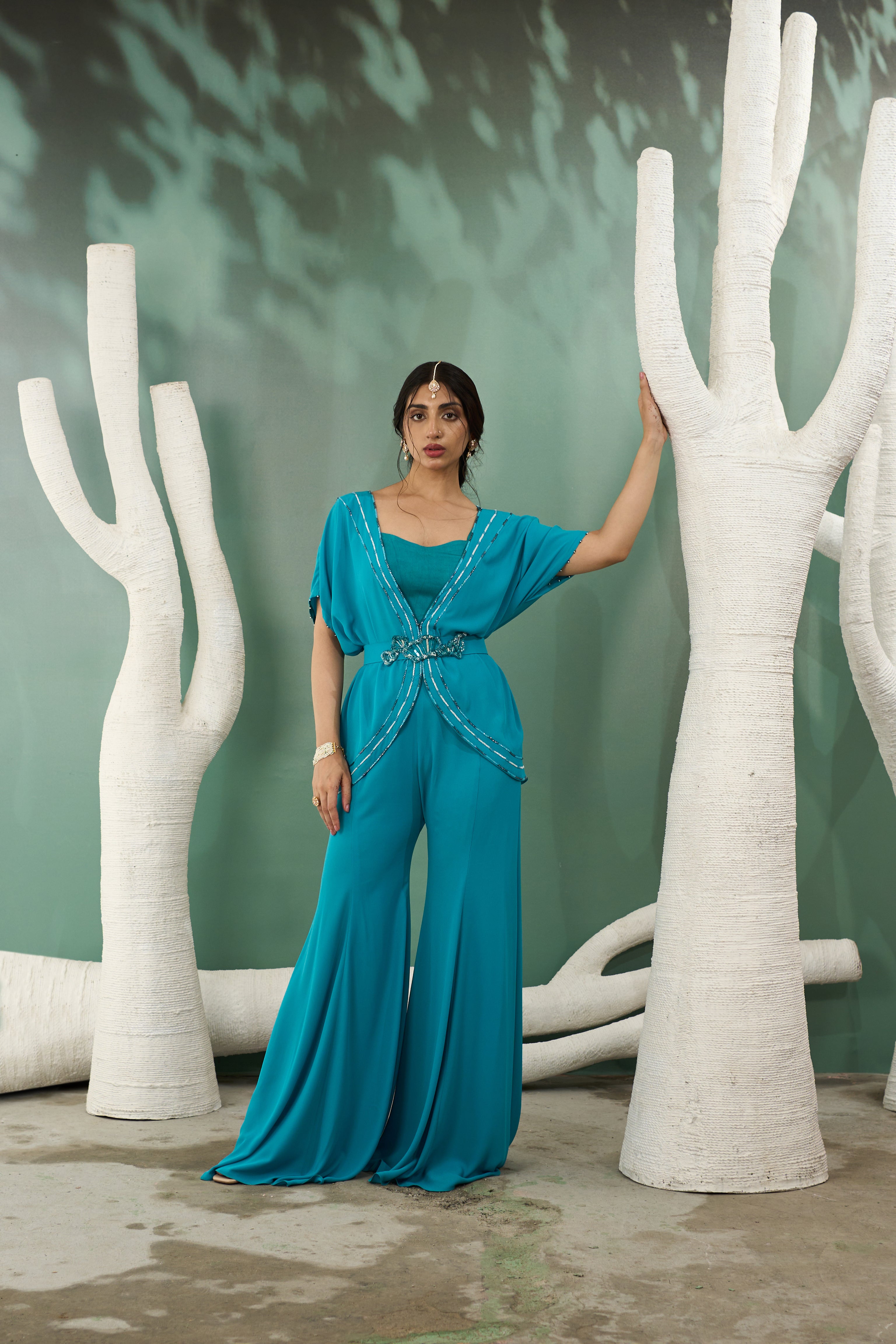 Firozi Blue Tunic With Flared Pants