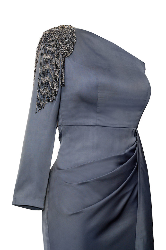 Charcoal Zena Cocktail Drape dress