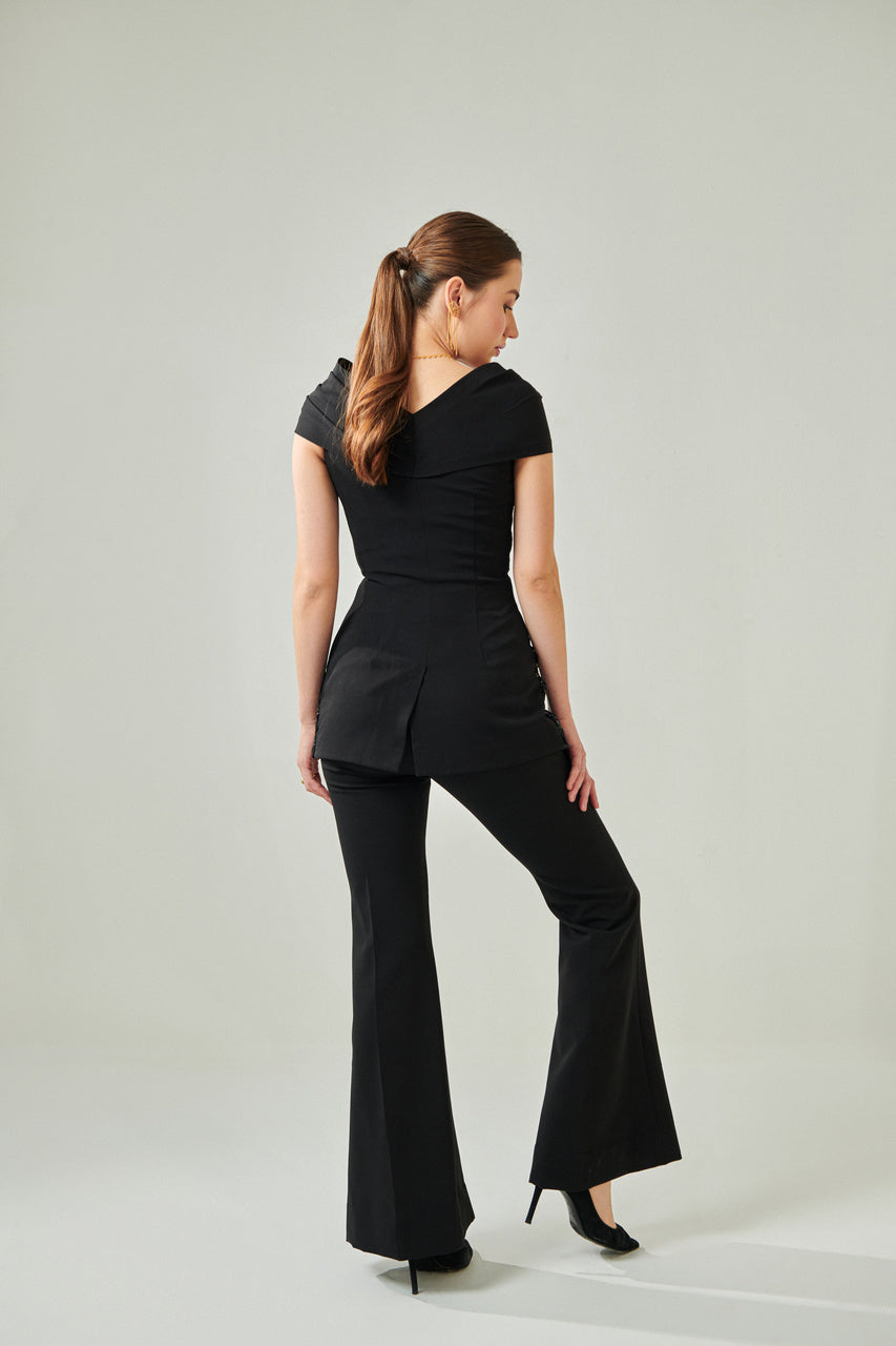 Power shoulder hand embellished co ord set
