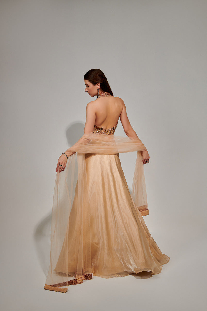 Ivory cutwork lehenga