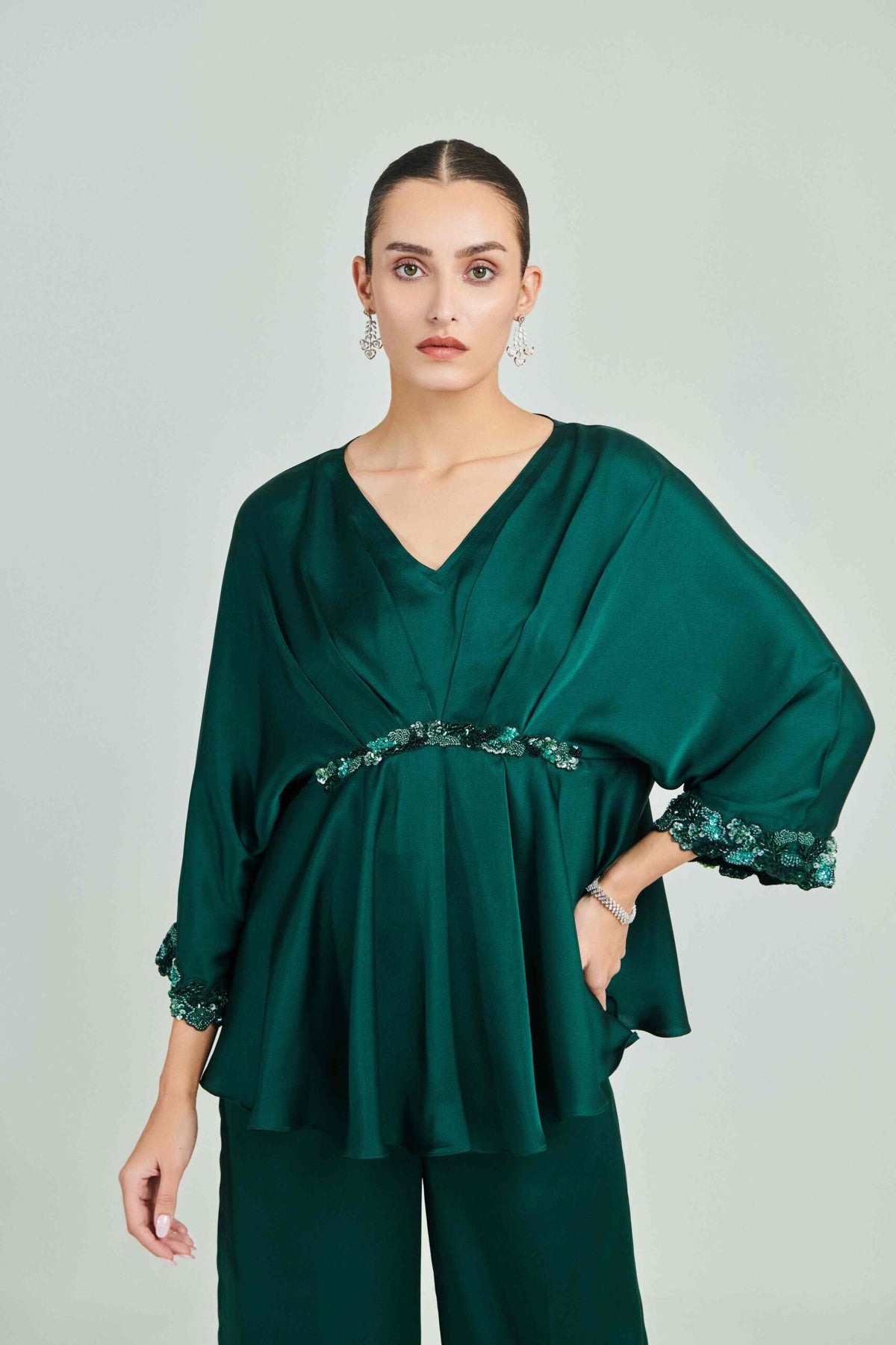 EMARALD GREEN DRAPE CO ORD SET