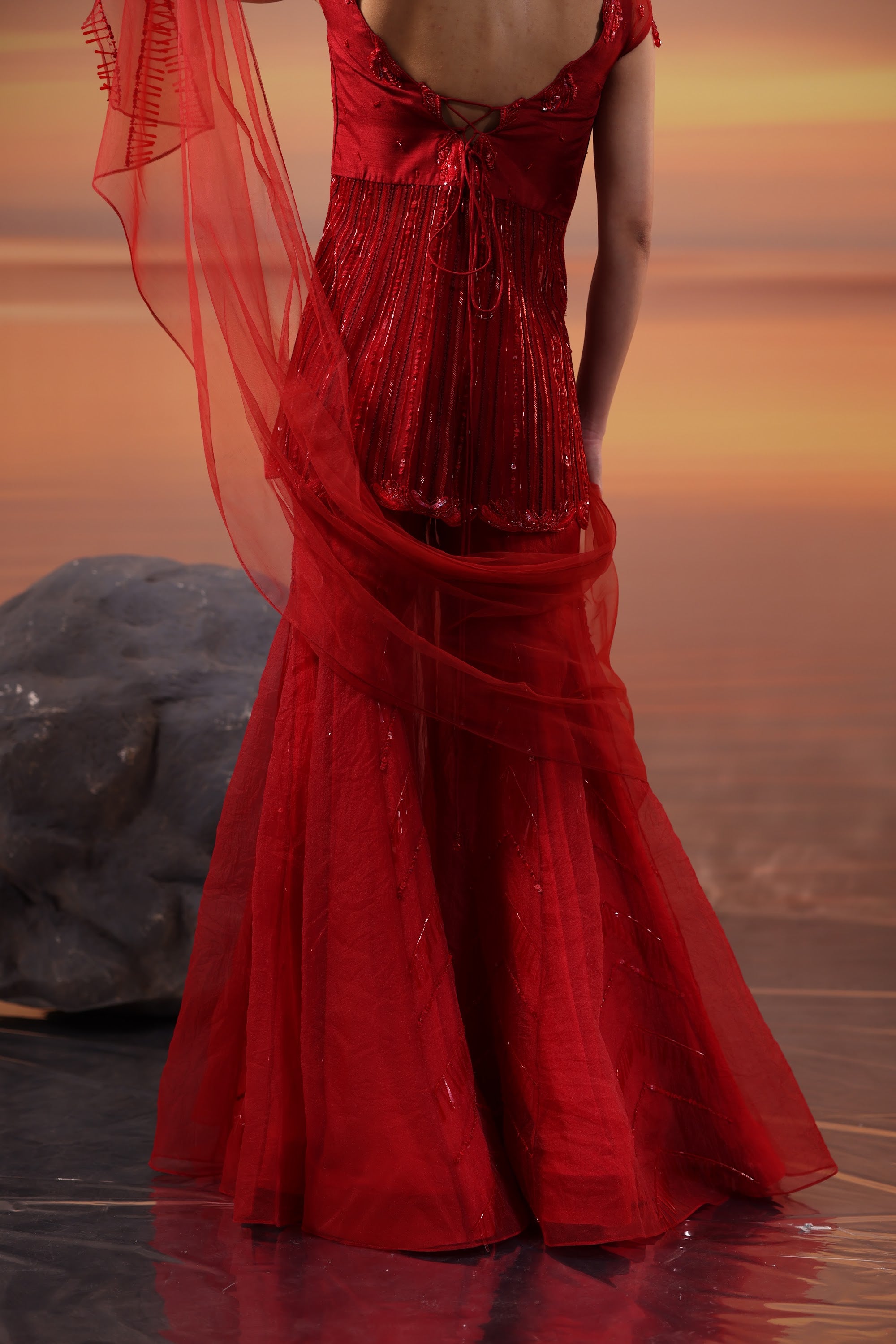 Crimson Tunic Sharara Set - view 9