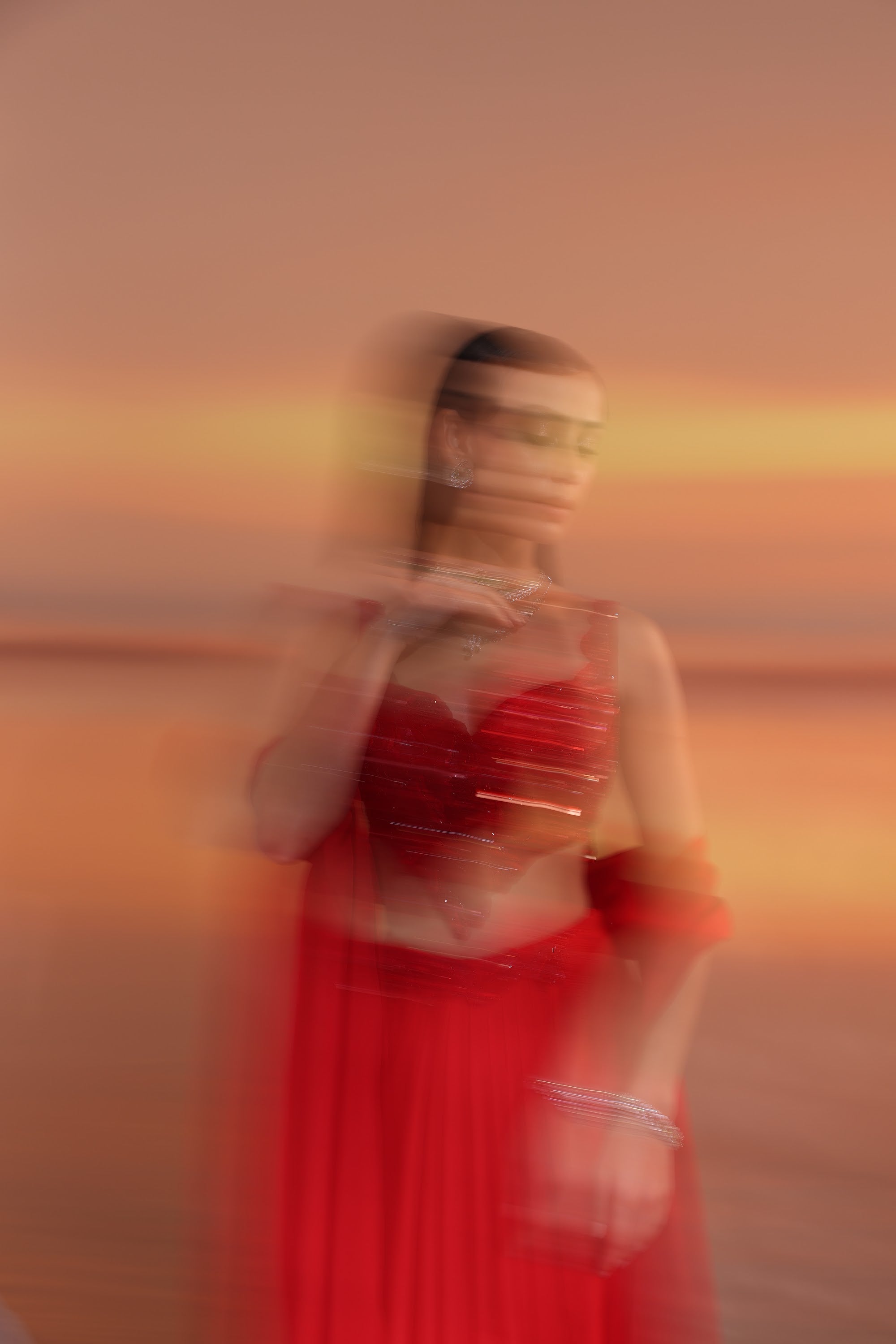 Crimson Pleated Drape Skirt - view 9