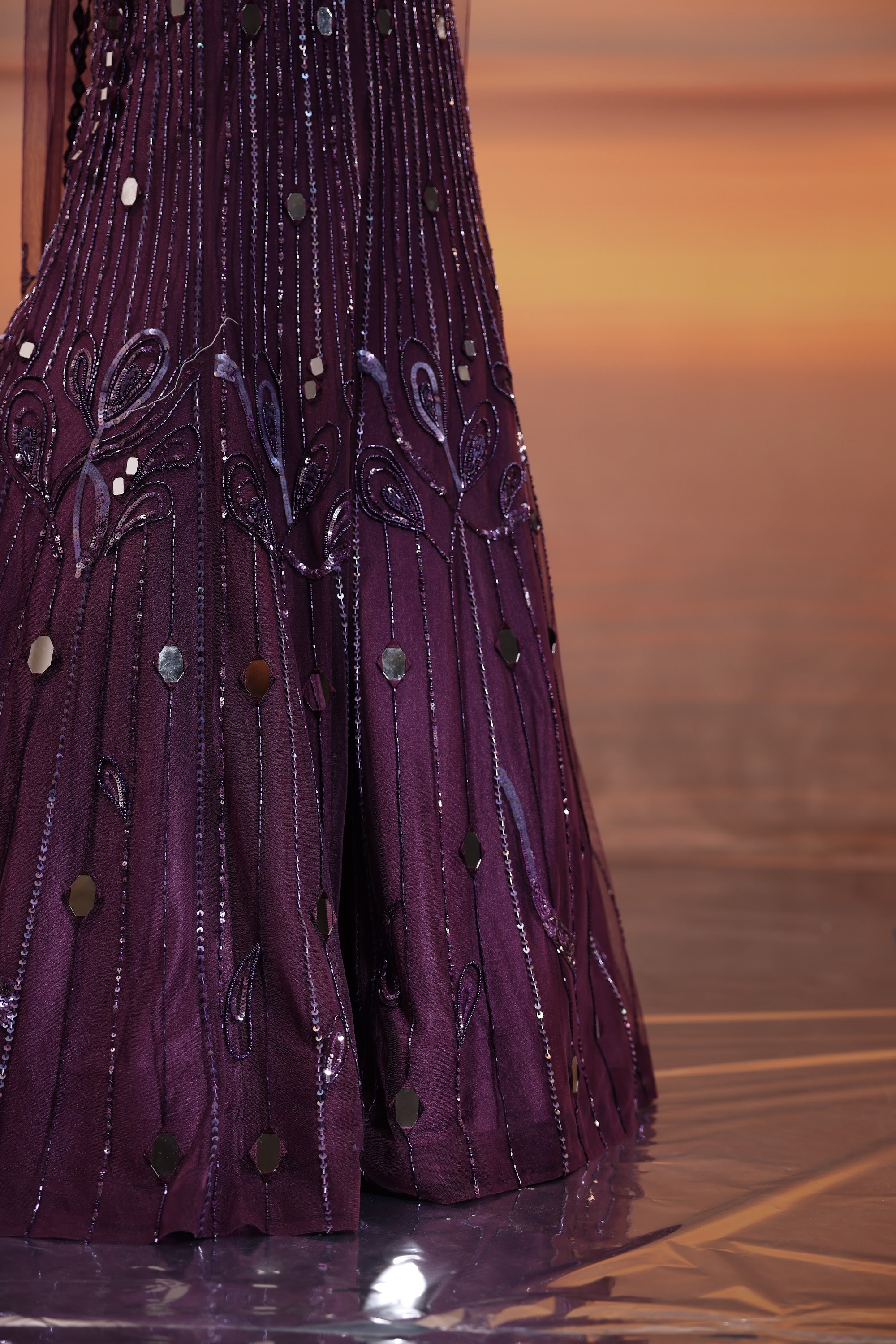 Dark Amethyst Embellished Lehenga Set - view 6