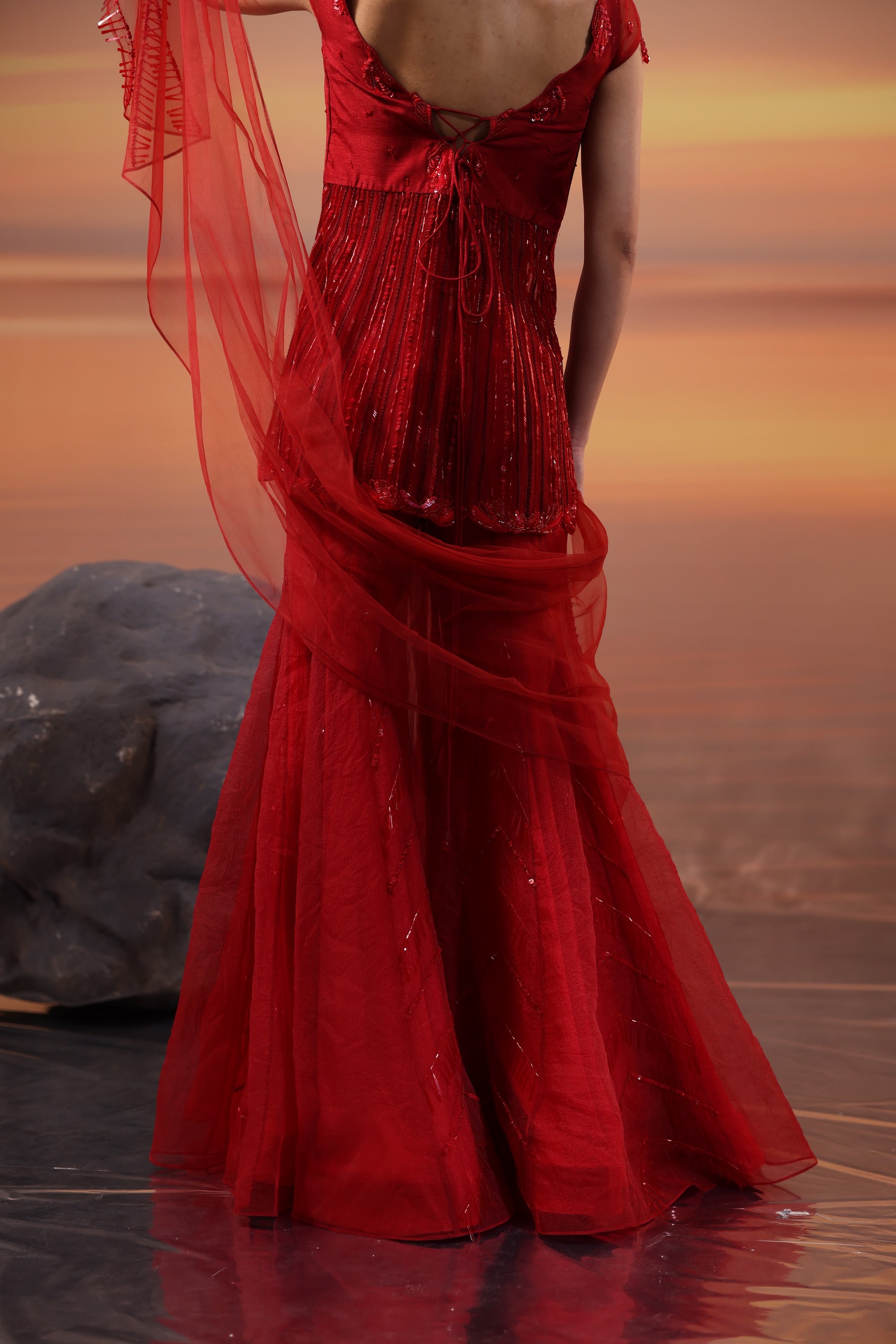 Crimson Tunic Sharara Set - view 8