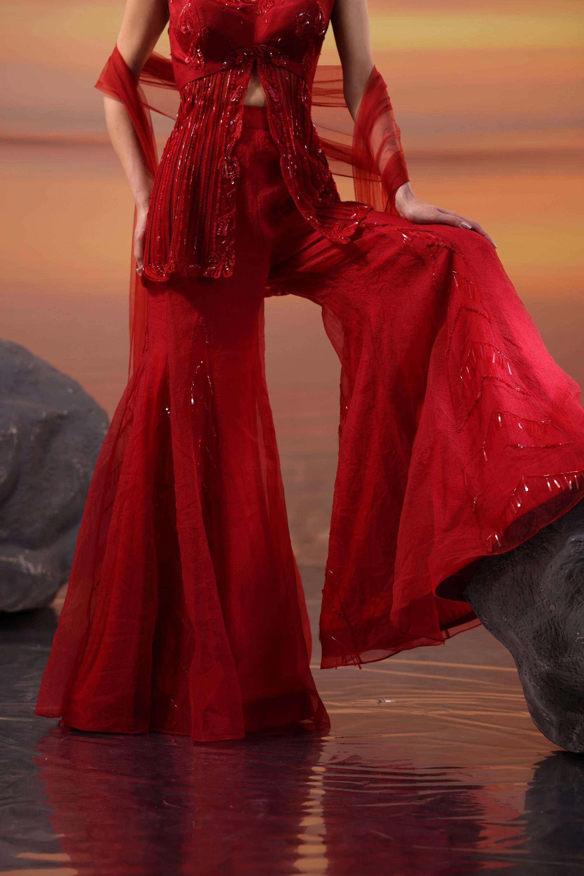 Crimson Tunic Sharara Set - view 6