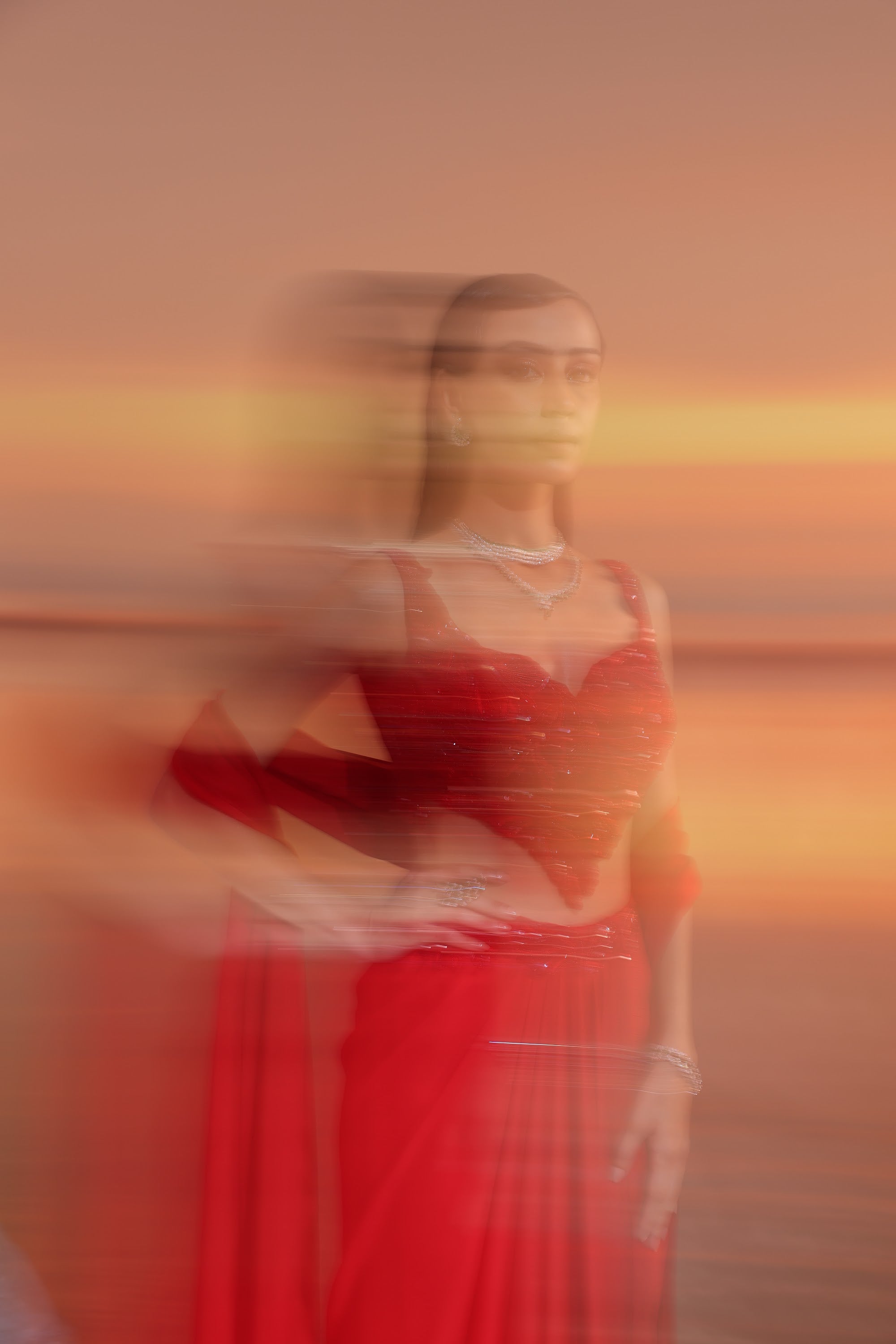 Crimson Pleated Drape Skirt - view 7