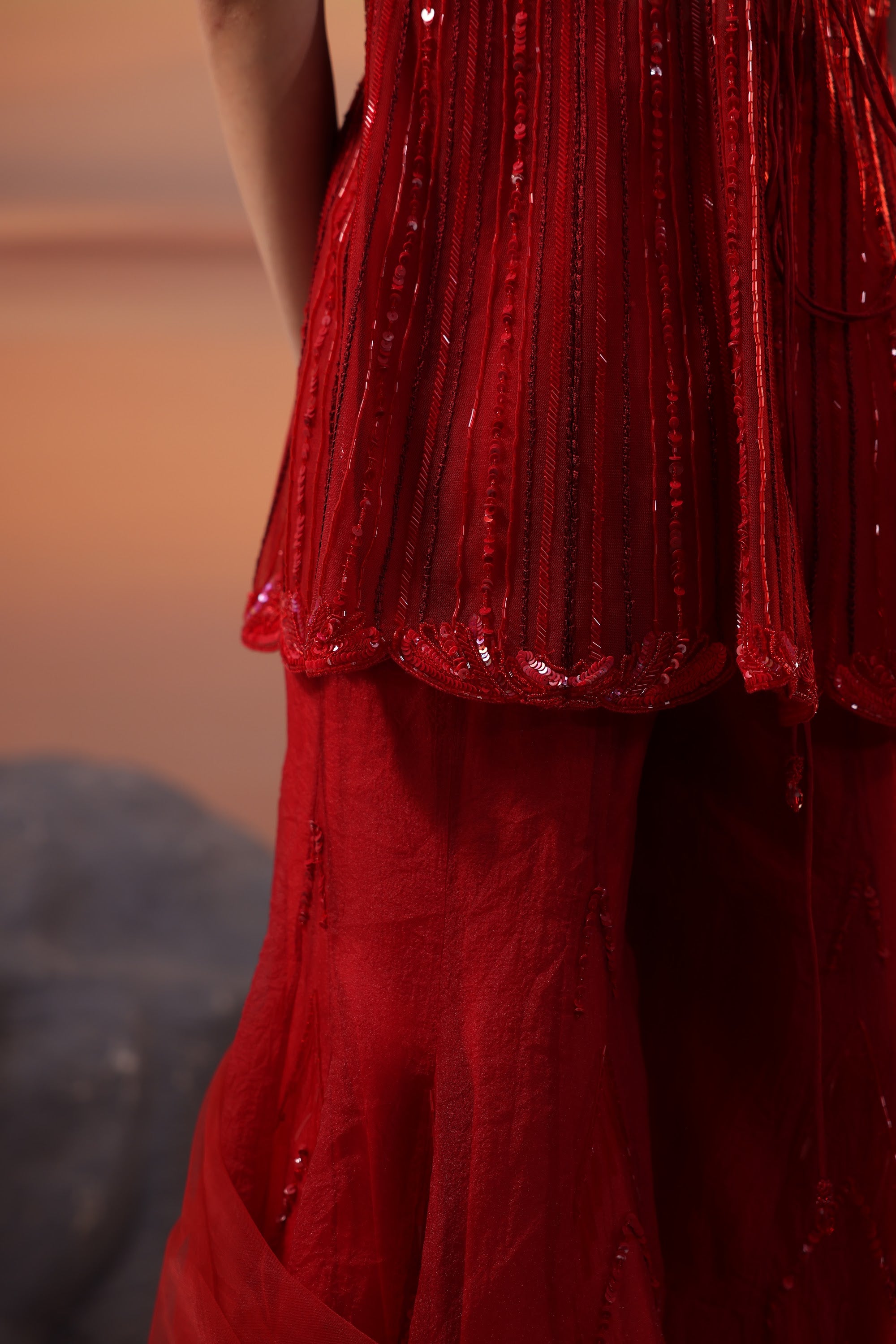 Crimson Tunic Sharara Set - view 11