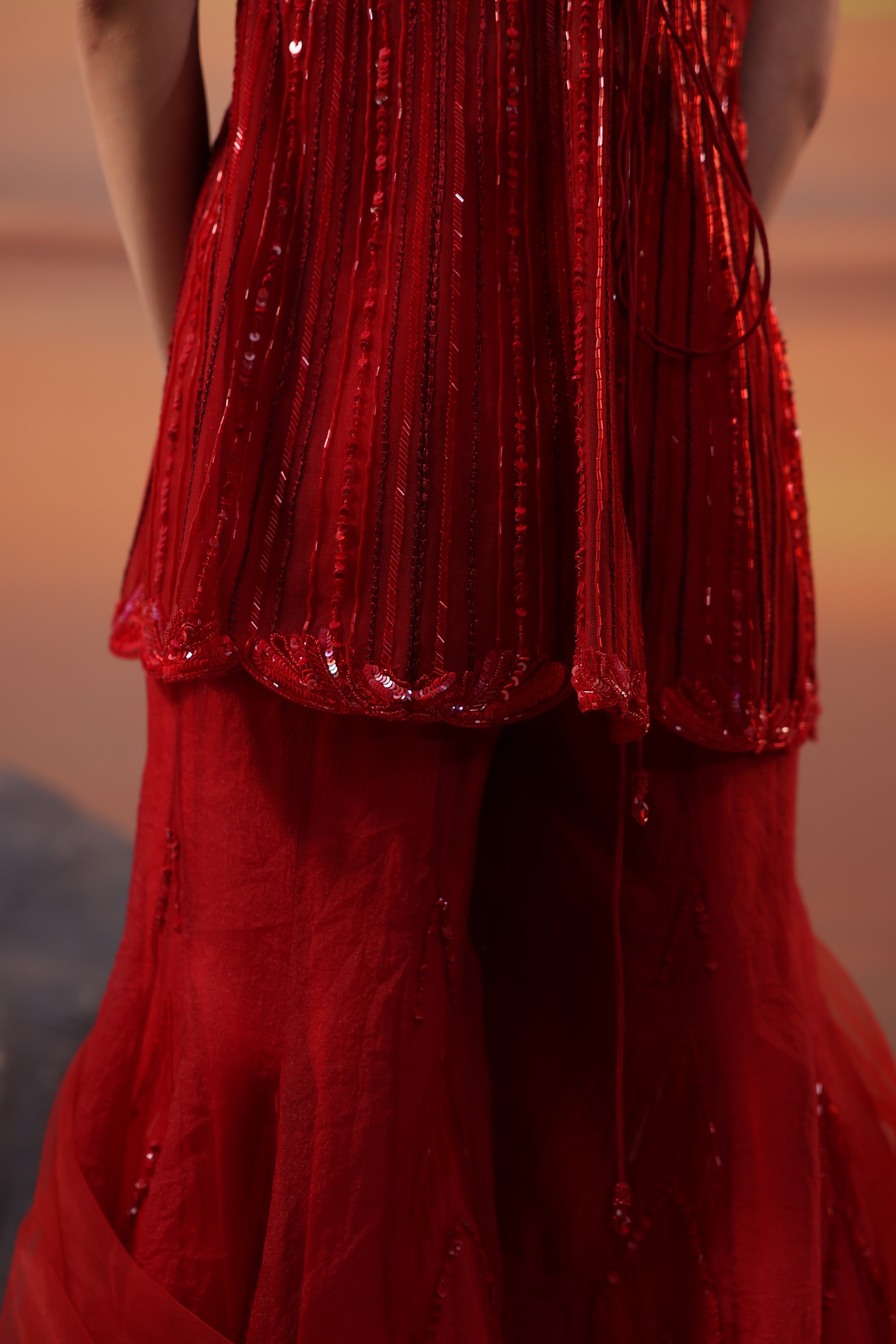Crimson Tunic Sharara Set - view 10