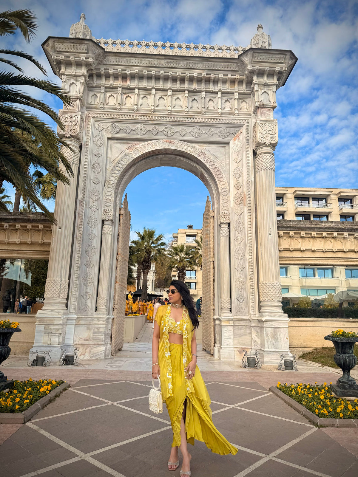 SHIMOLI KAPASI IN LIME YELLOW CUTWORK CAPE SET