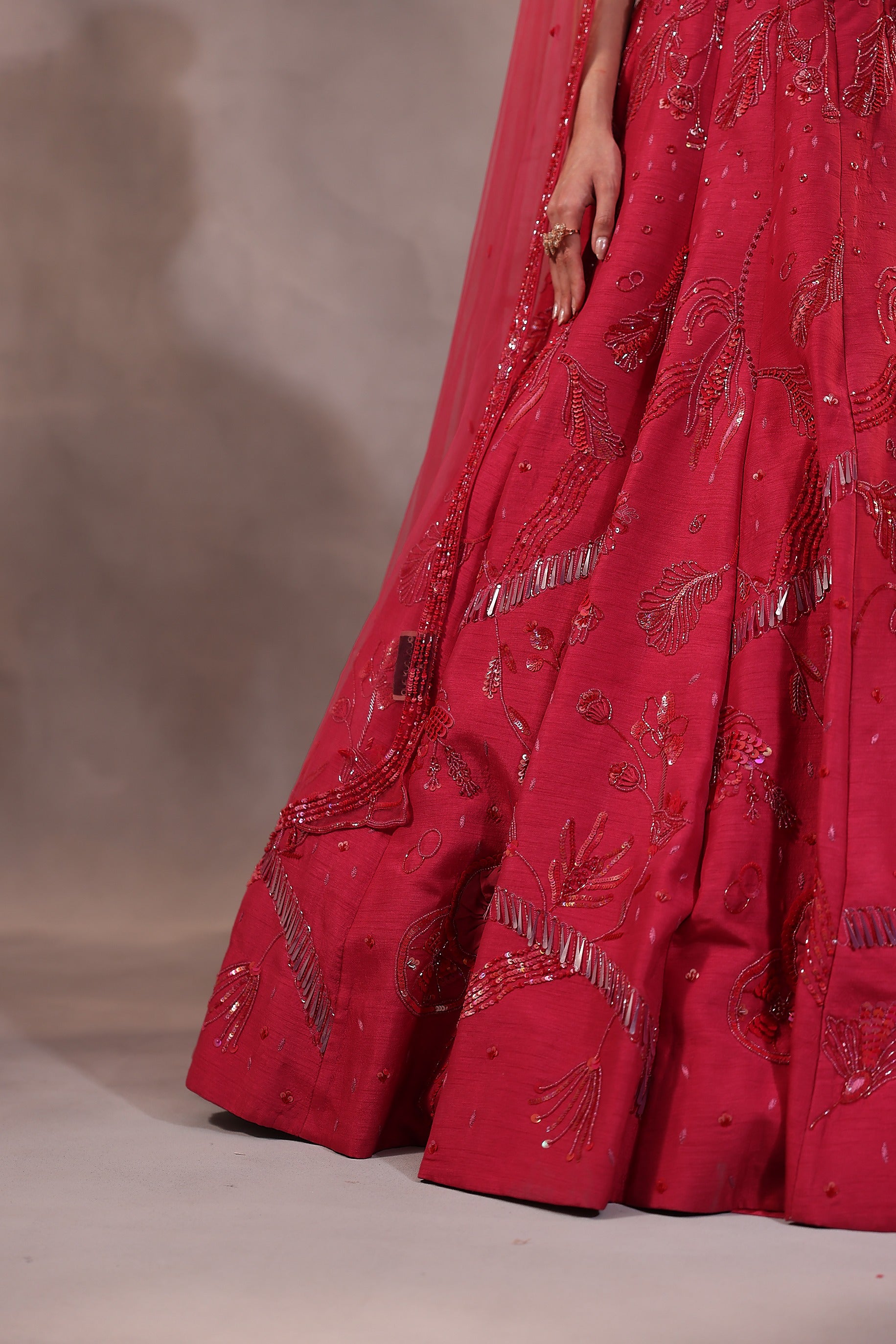 Cherry Pink Embroidered Lehenga Set of 3