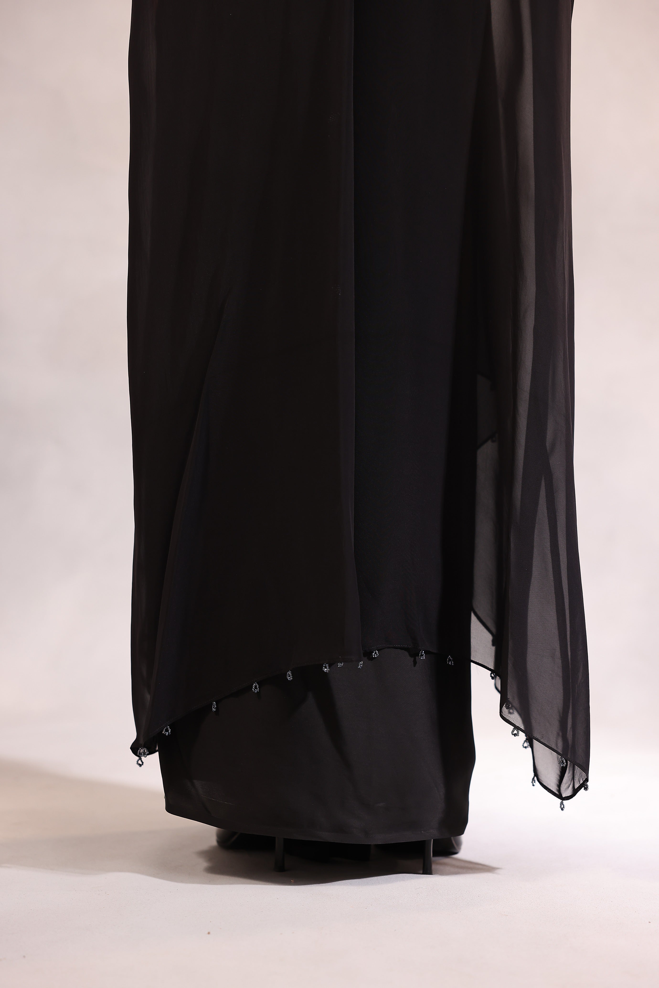 Black Embroidered Cape Set of 3