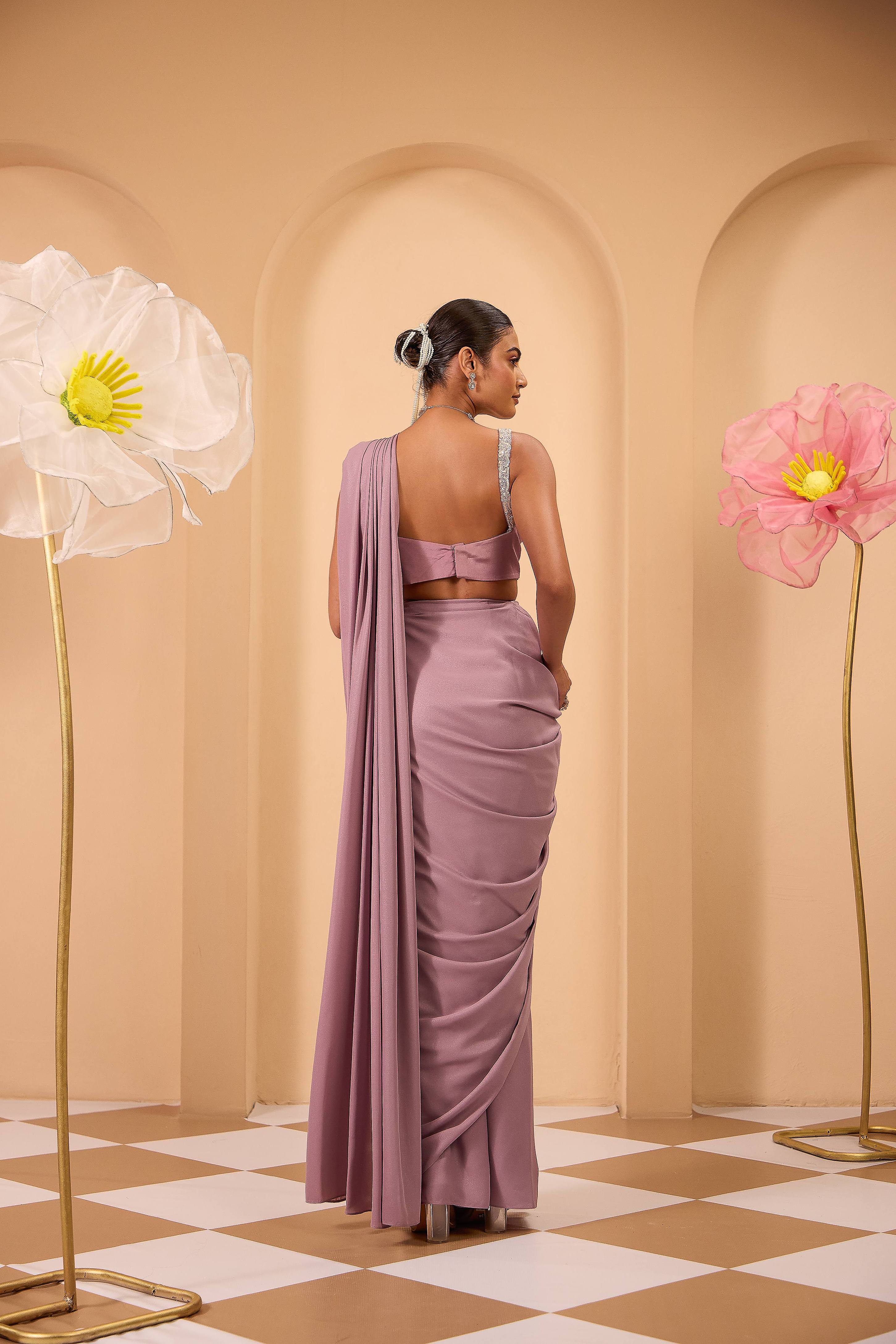 Purple Hand Embroidered with Sequince & Bead Work Blouse