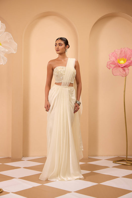 Hand Adored Corset with Drape Saree