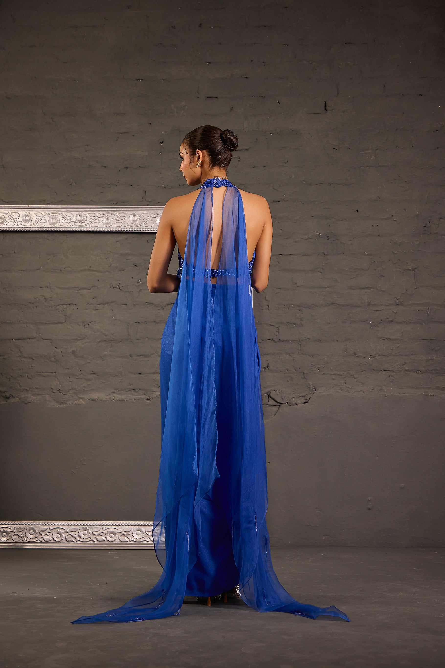 Cutwork Halterneck Drape Gown