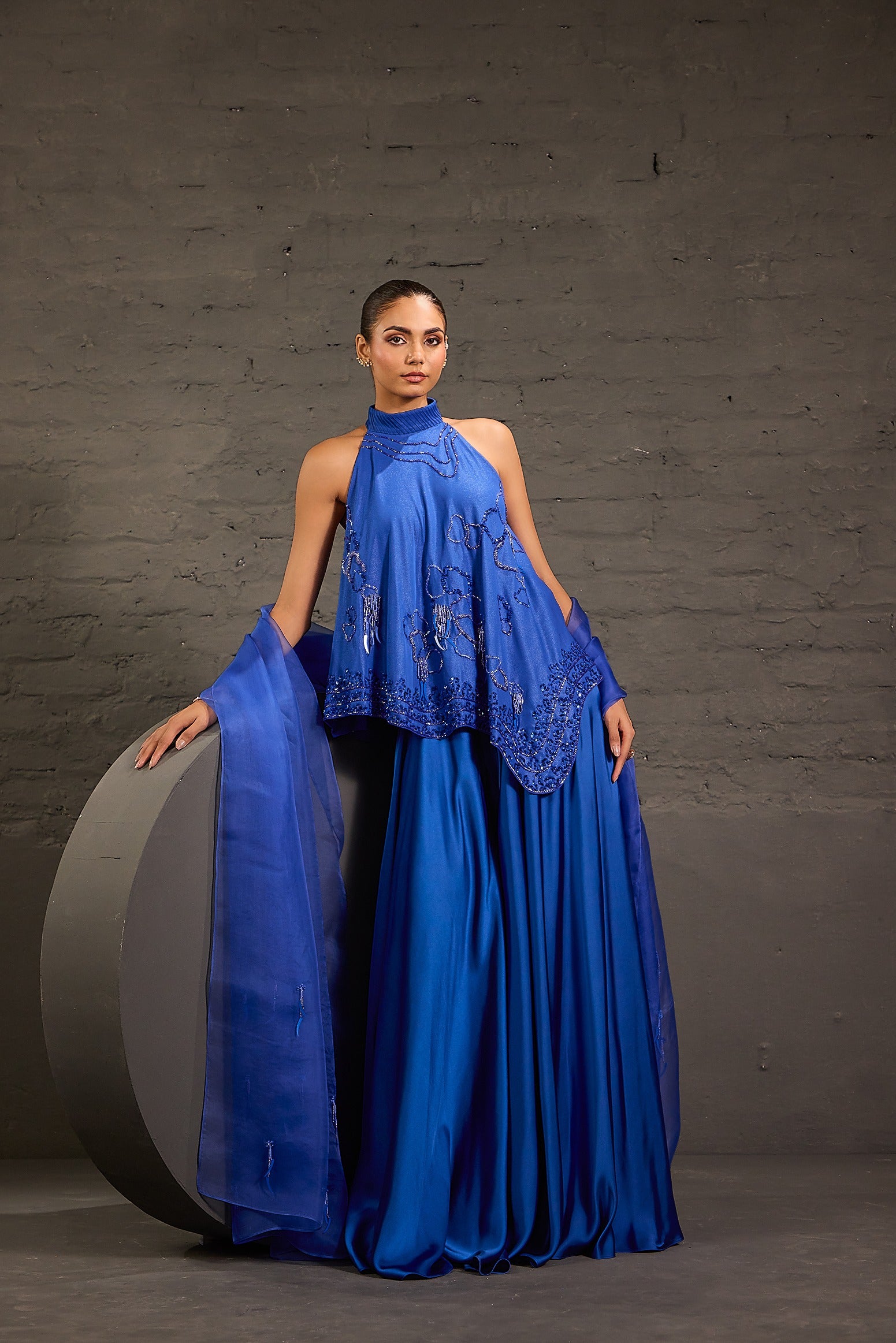 Asymmetric Flowy Tunic And Bias Cut Flared Sharara