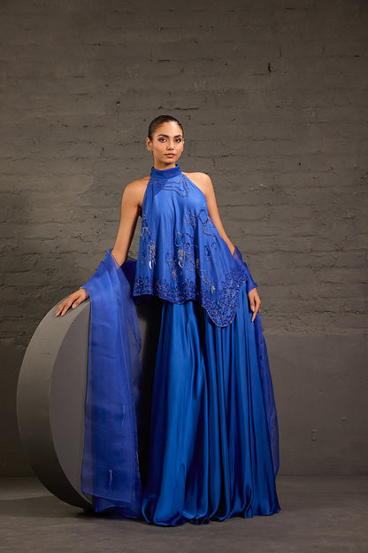 Asymmetric Flowy Tunic And Bias Cut Flared Sharara