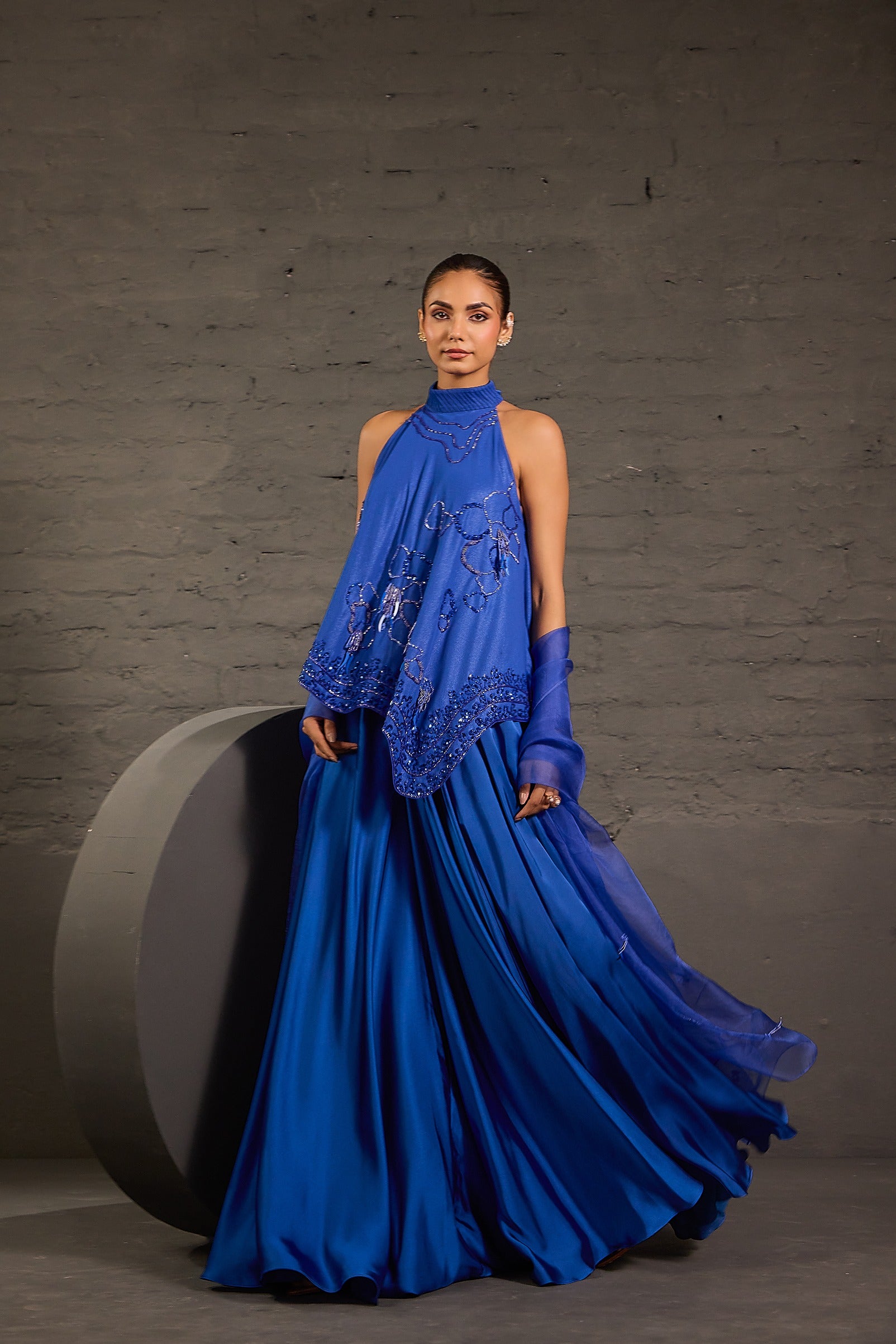 Asymmetric Flowy Tunic And Bias Cut Flared Sharara