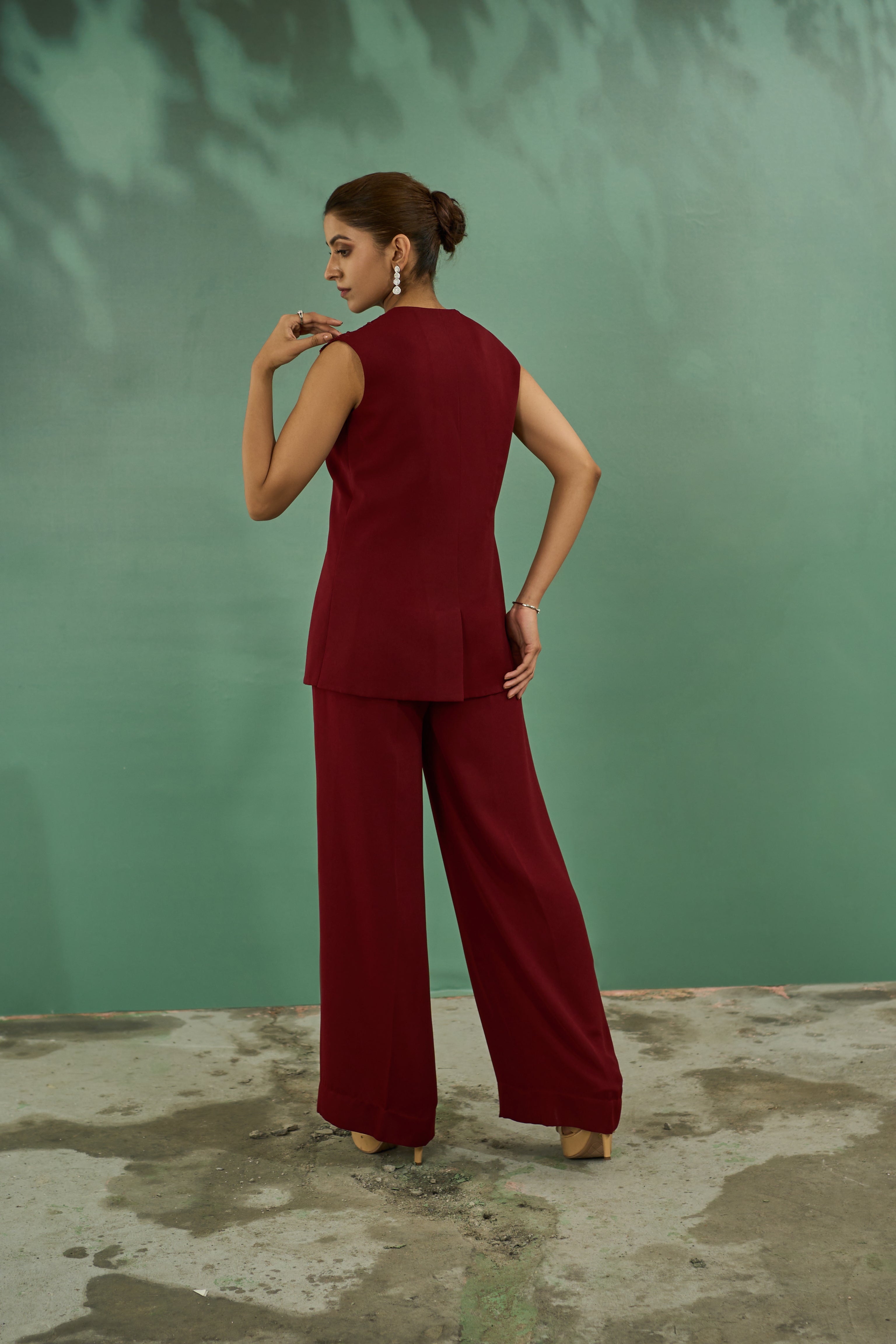 Red Sleeveless Co-Ord Set