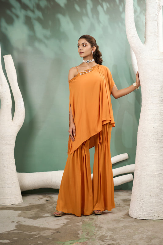 Marigold Yellow Draped Tunic Set