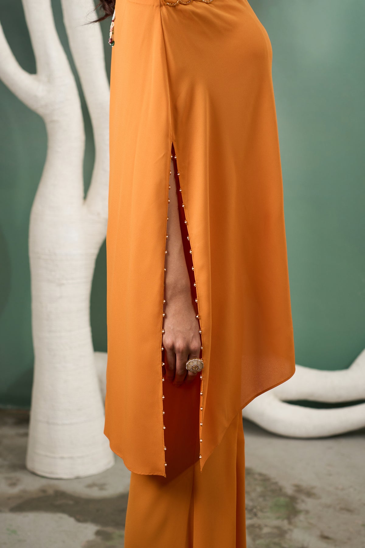Marigold Yellow Draped Tunic Set