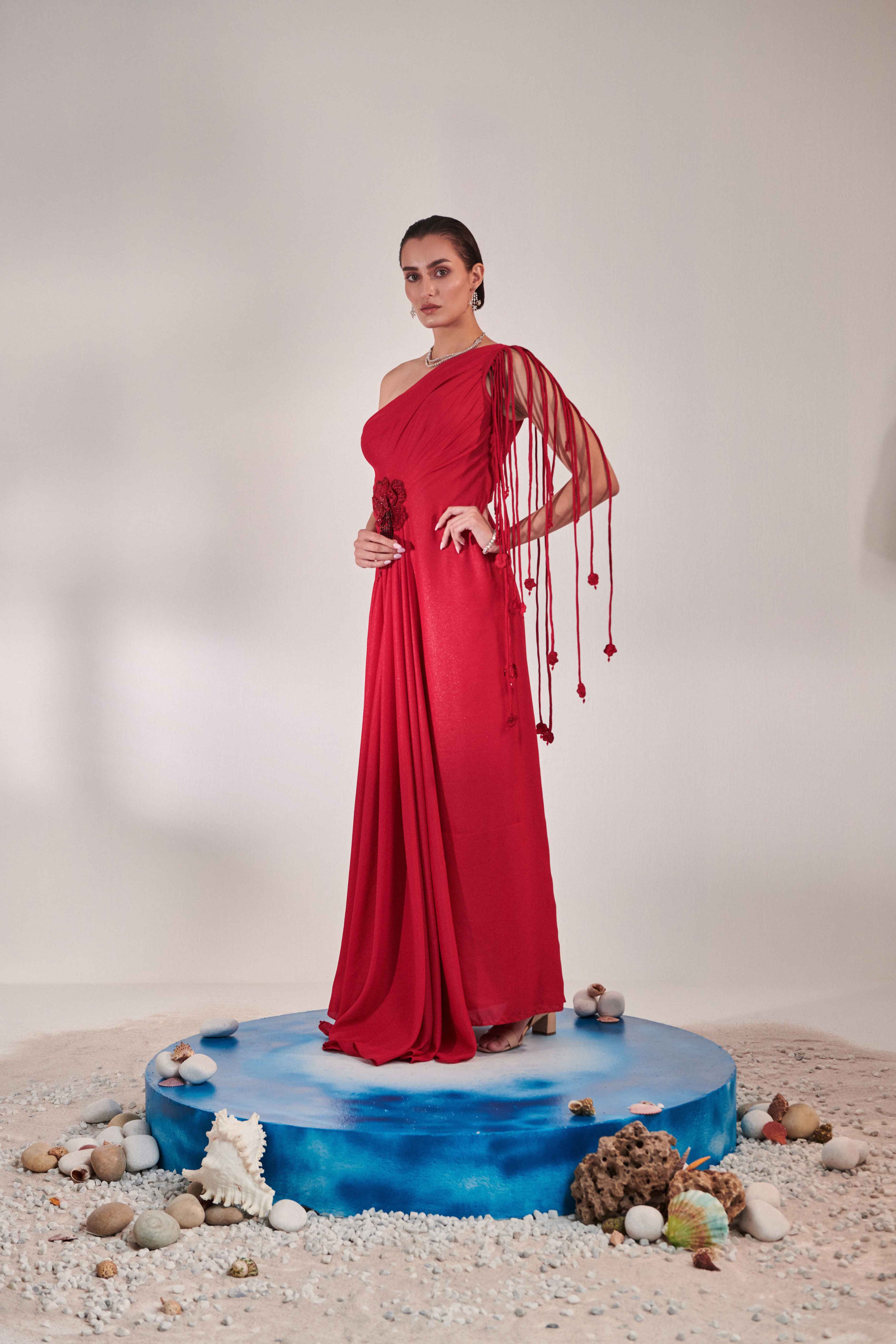 Draped Scarlet Gown