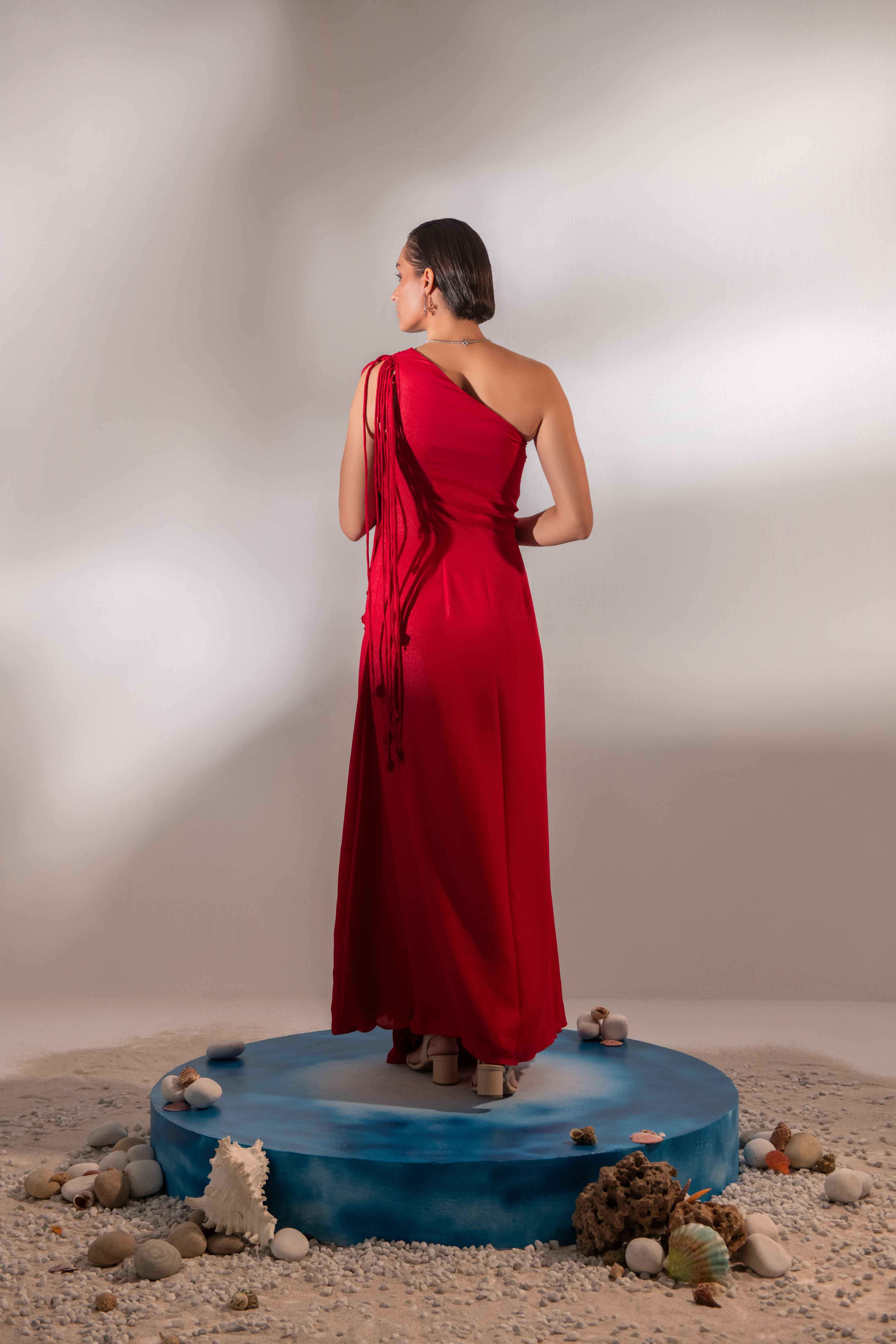 Draped Scarlet Gown