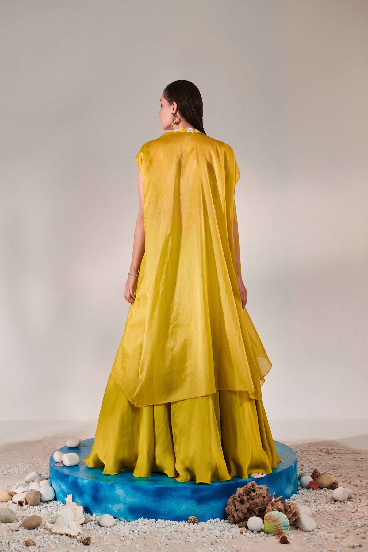 Cutwork Blouse Cape Lehenga Set