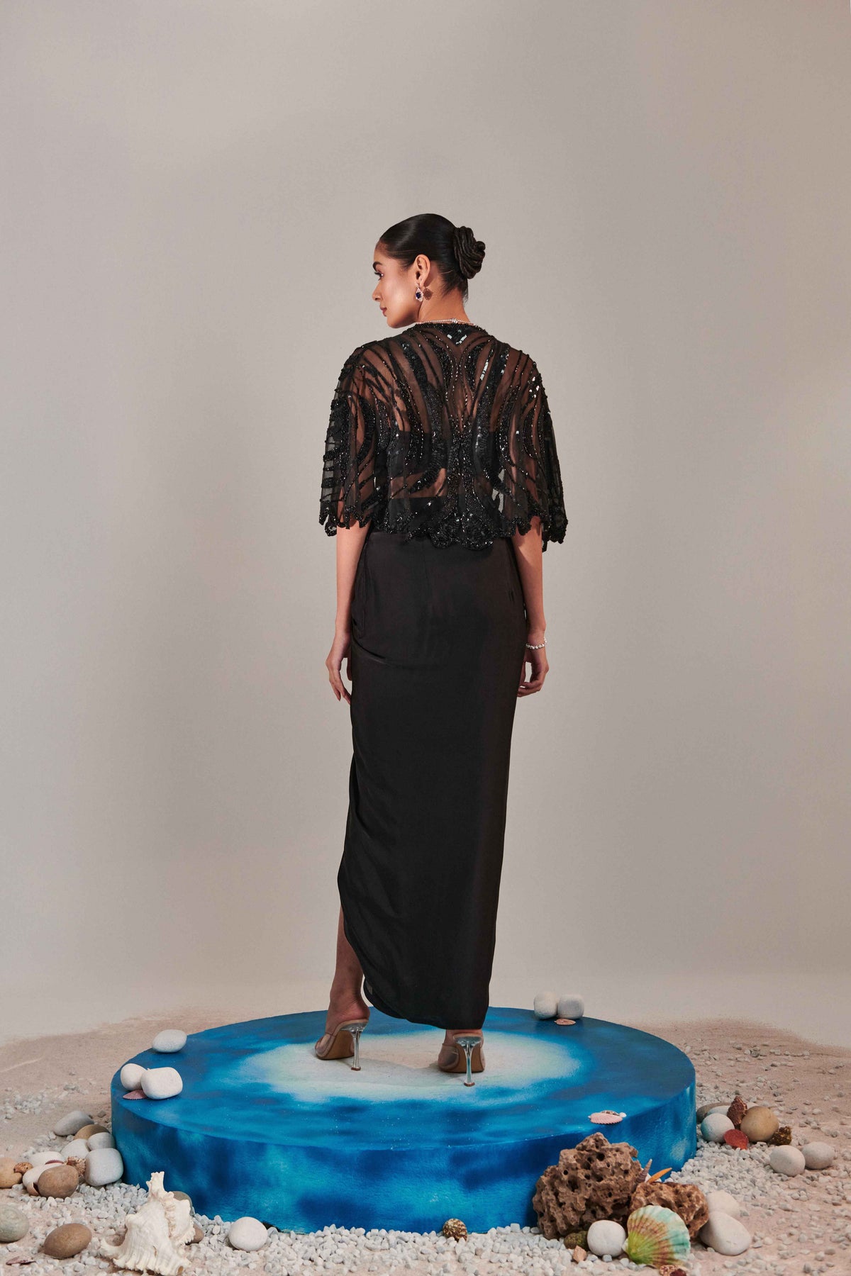 Hand Embroidered Scallop Short Cape