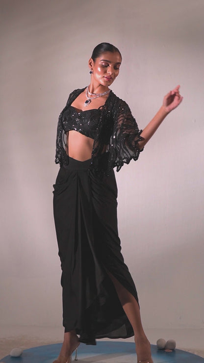 Hand Embroidered Scallop Short Cape