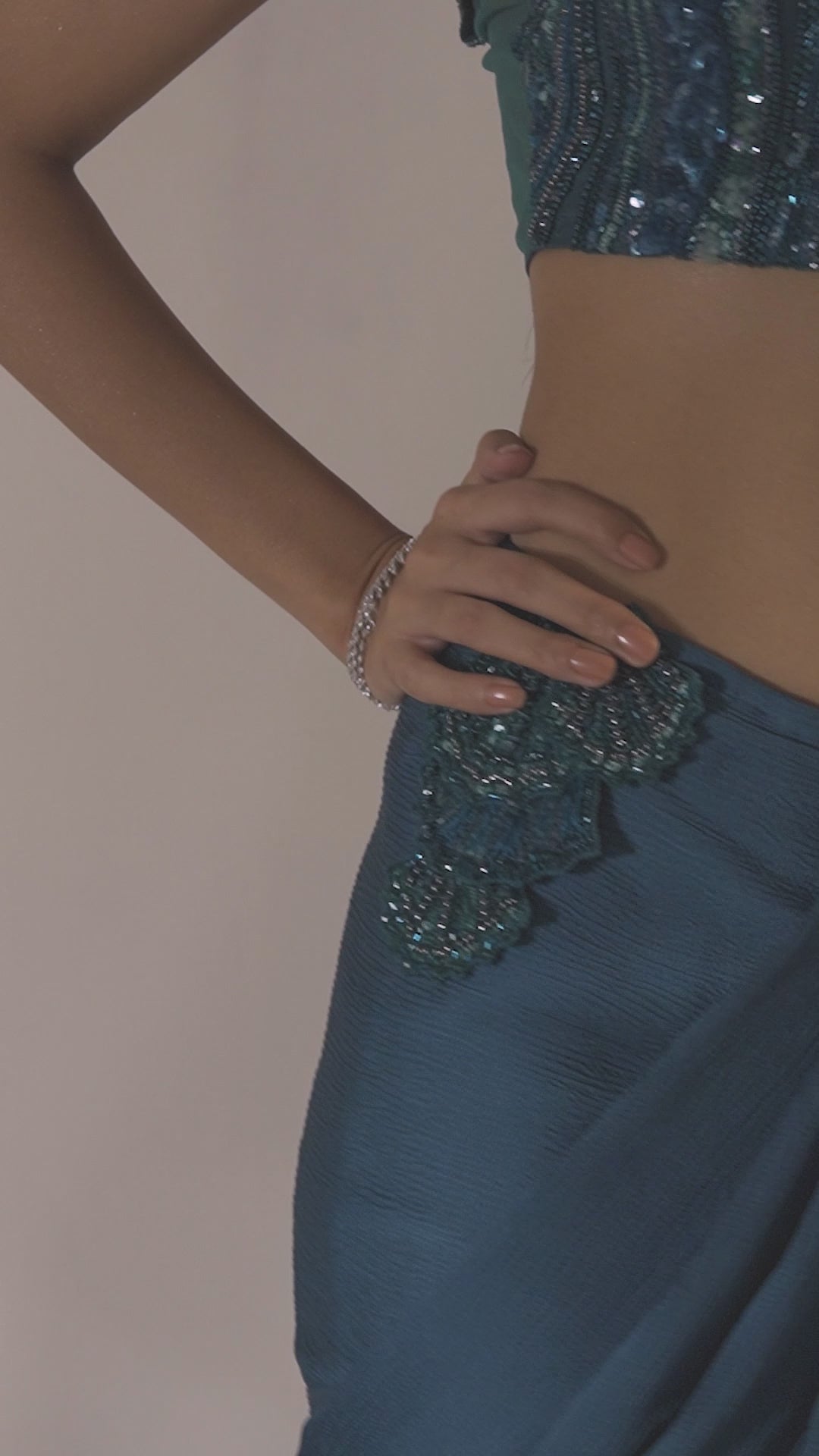 Teal Cutwork Tulle Jacket, Kalidar Sharara