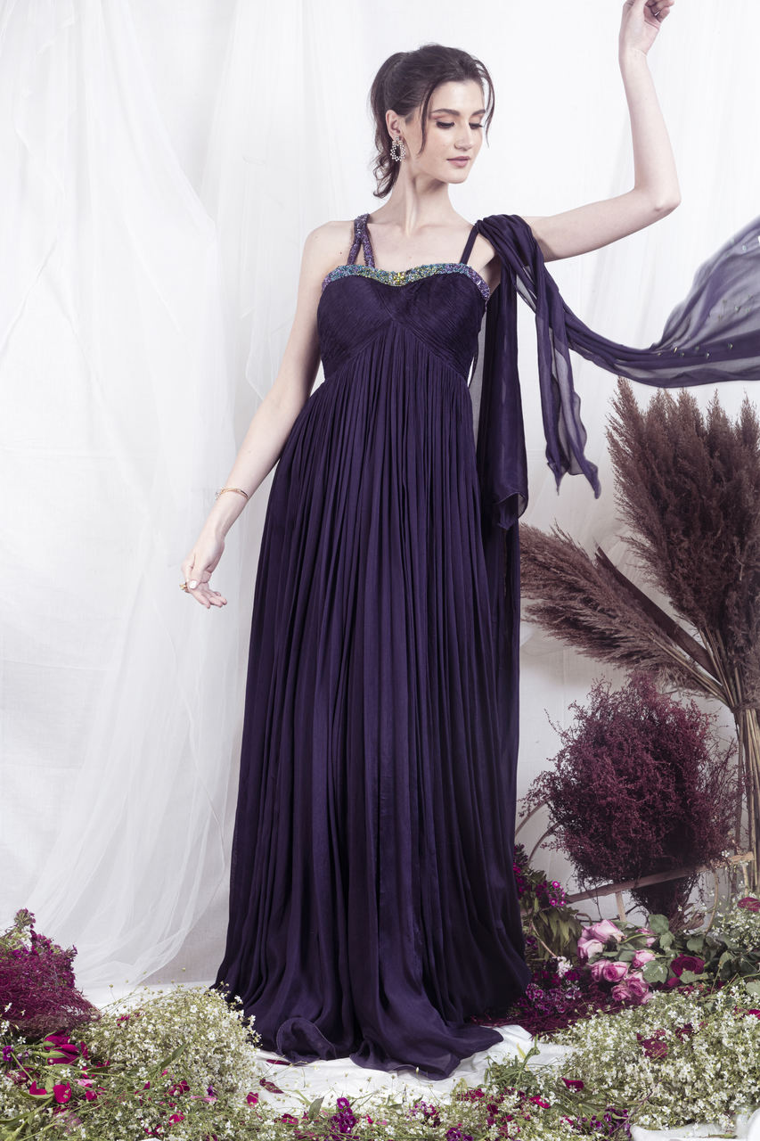 Dark purple Ruched Gown
