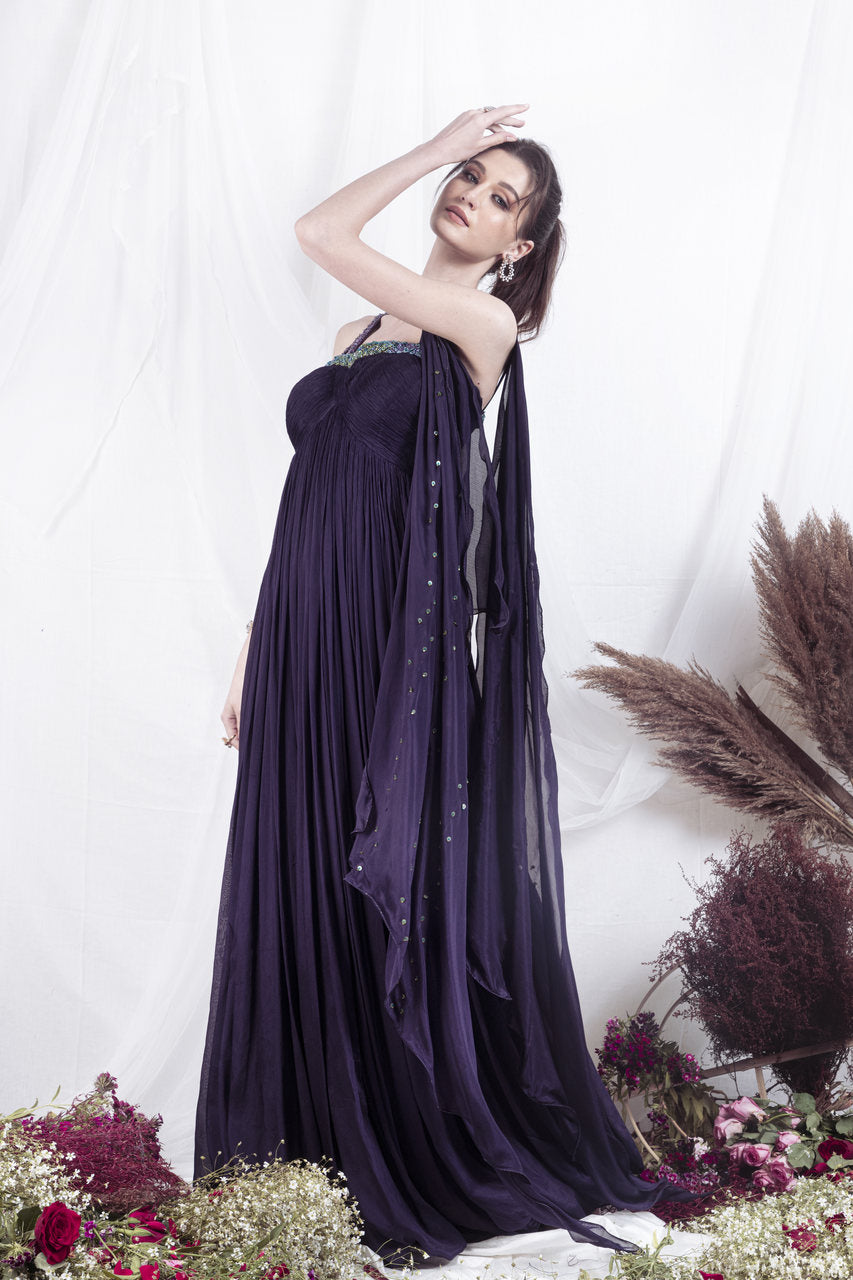 Dark purple Ruched Gown