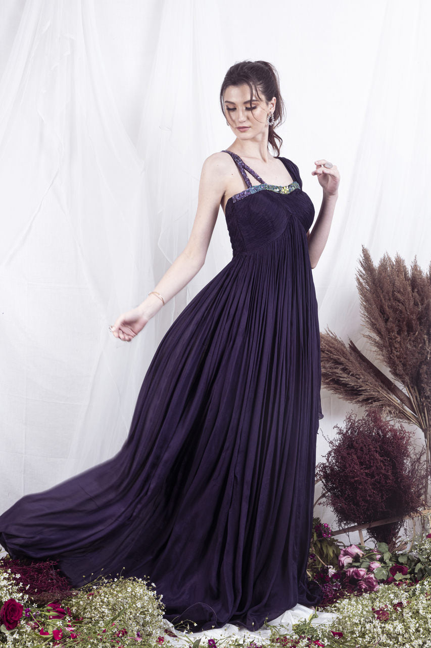 Dark purple Ruched Gown