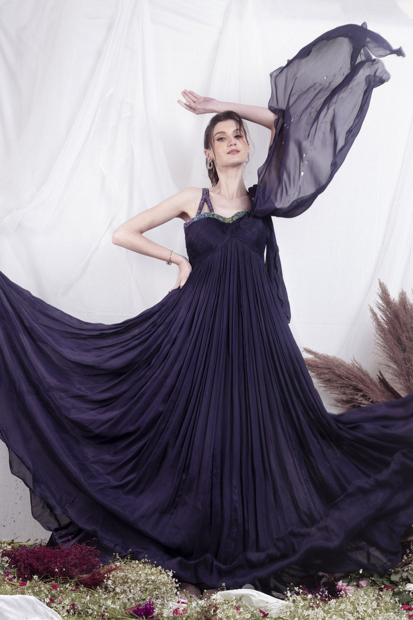 Dark purple Ruched Gown