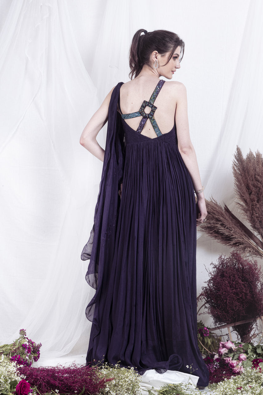 Dark purple Ruched Gown