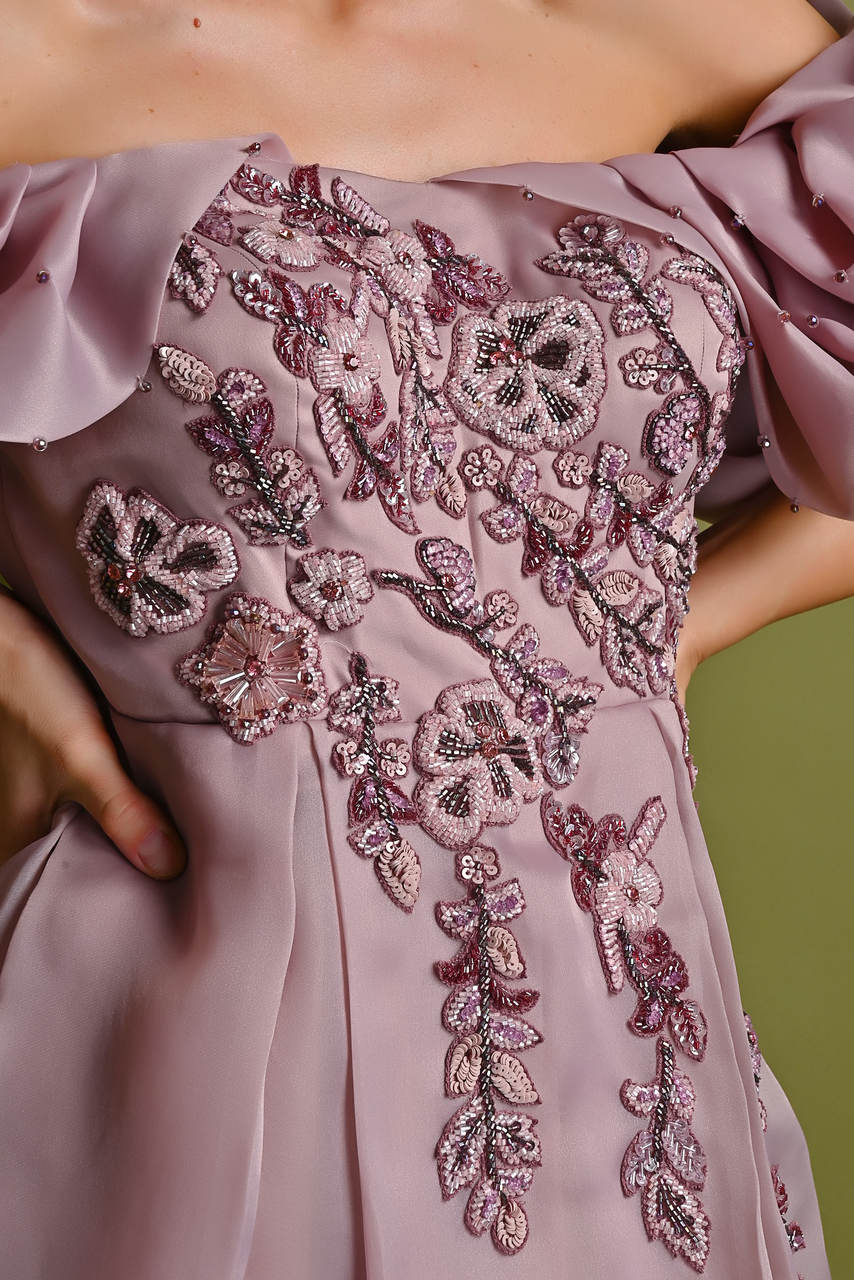 Voluminous Sleeve Blush Pink Gown