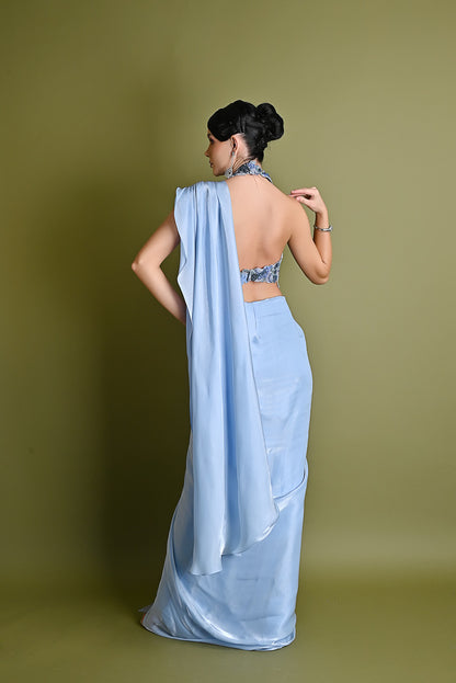 Shefali Bagga in Ice blue saree set