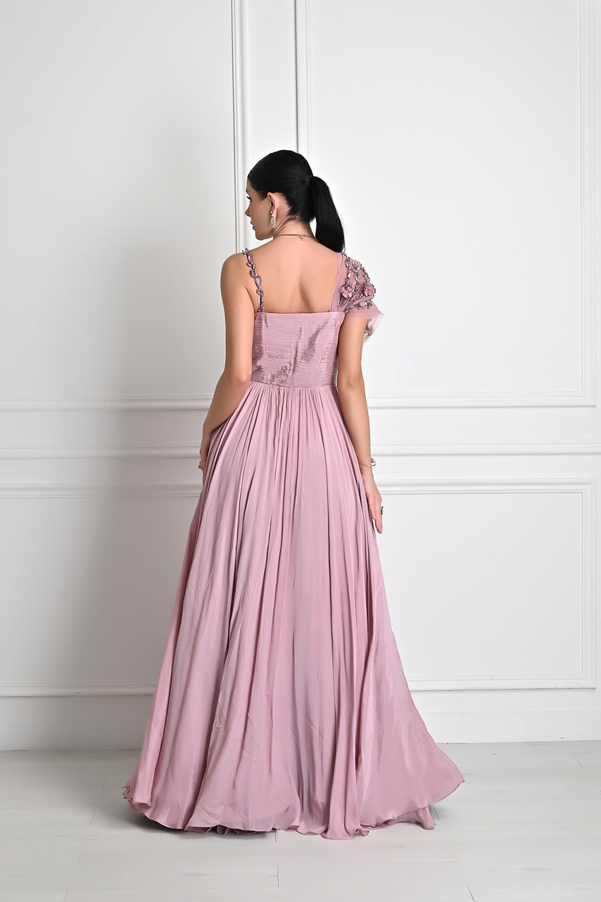 Blush pink ruched gown