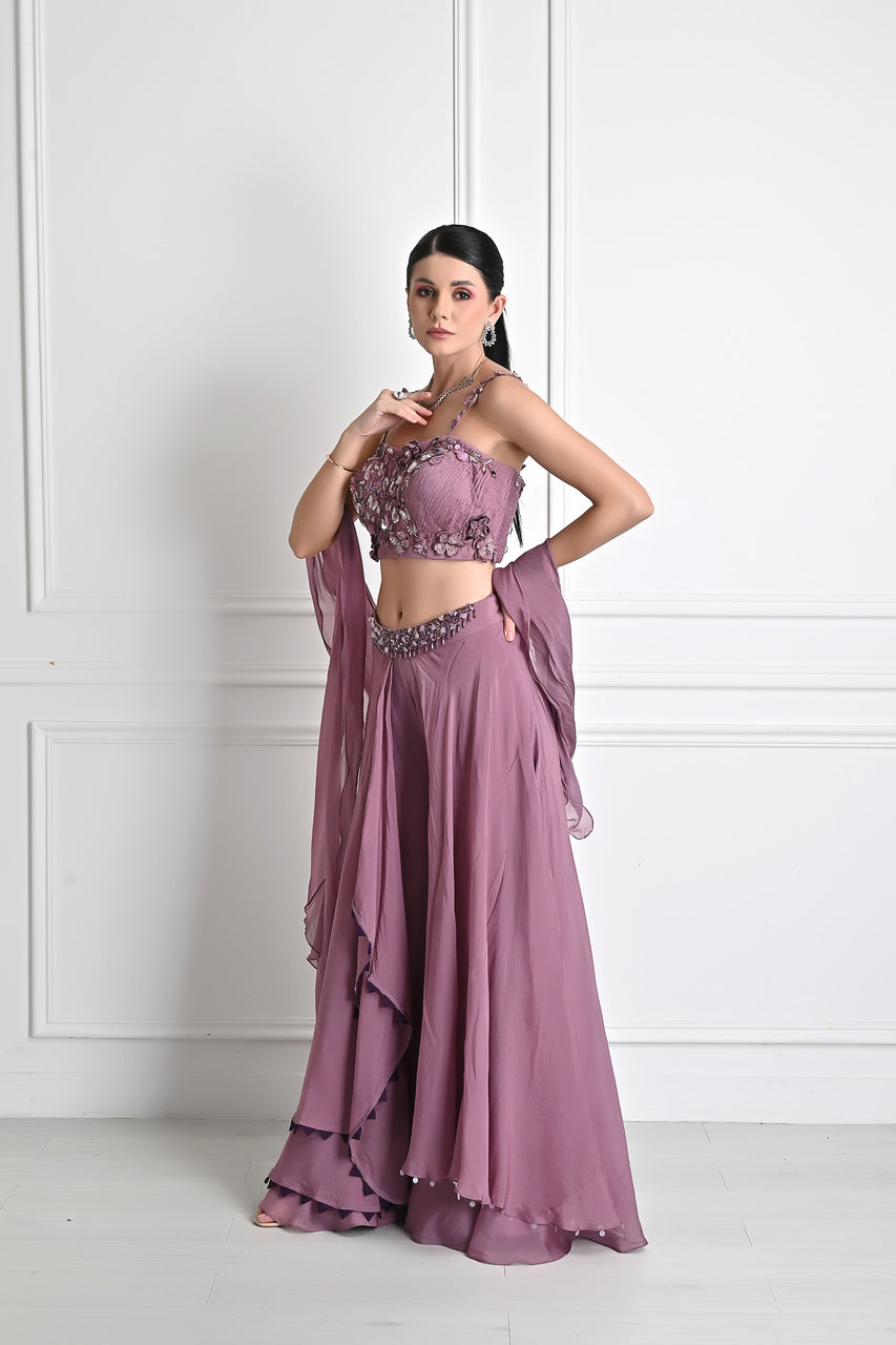Blush Pink layered sharara set