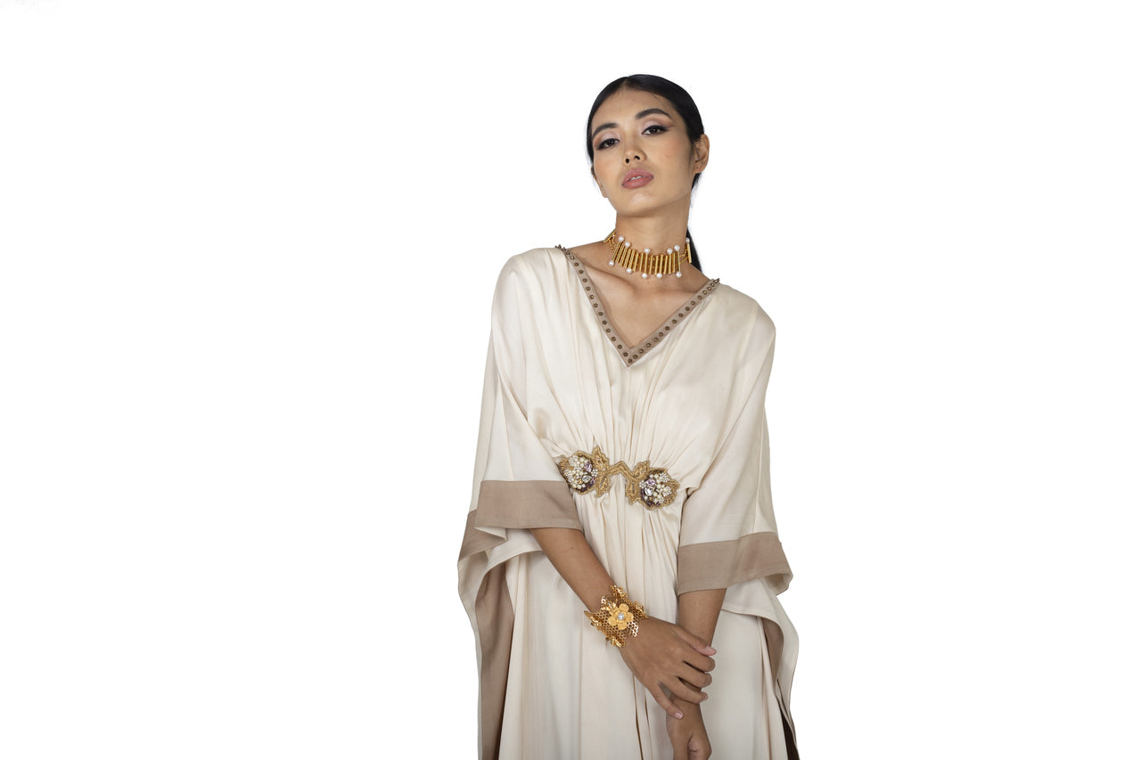 Ivory and Gold Kaftan