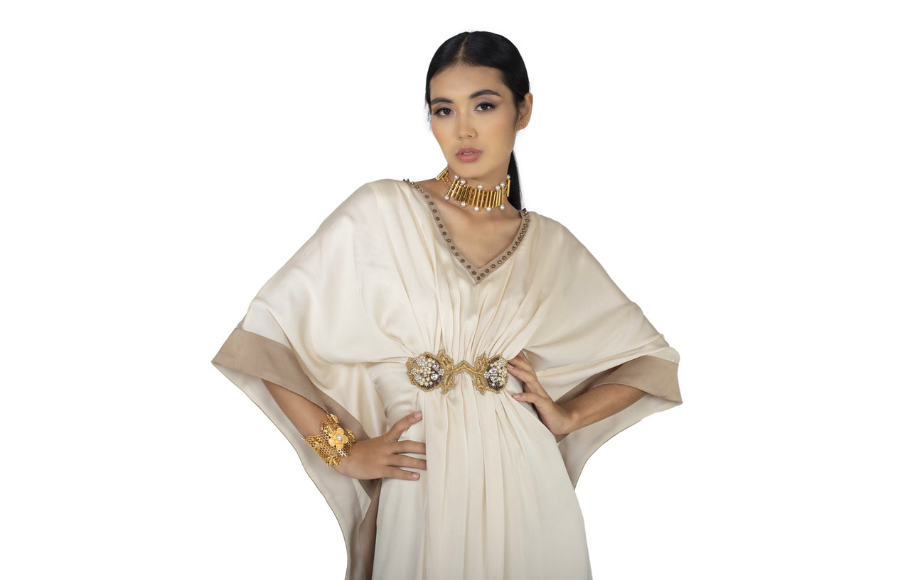 Ivory and Gold Kaftan