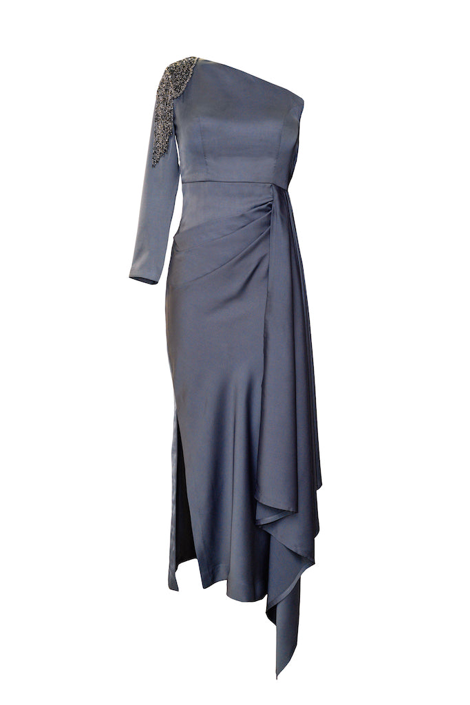 Charcoal Zena Cocktail Drape dress