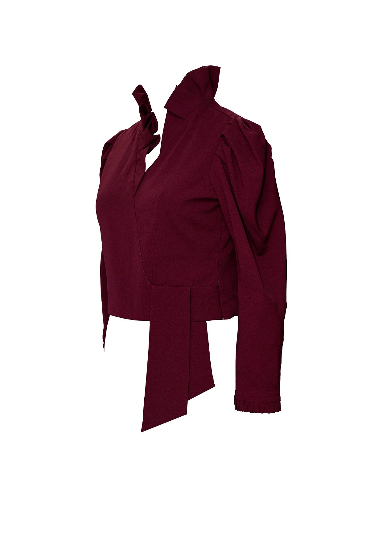 Oversized ruffle collar top with puff sleeves