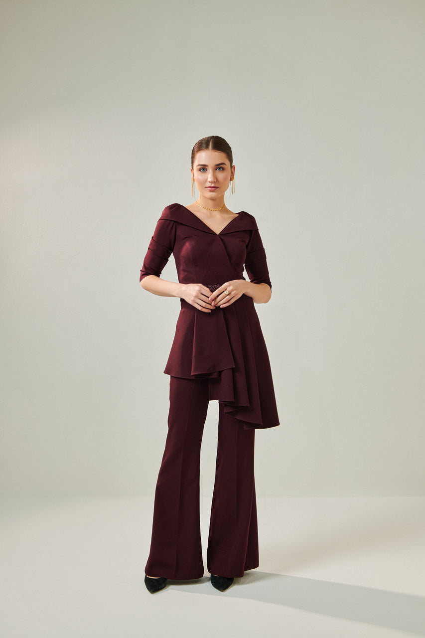 Off shoulder wine co ord set