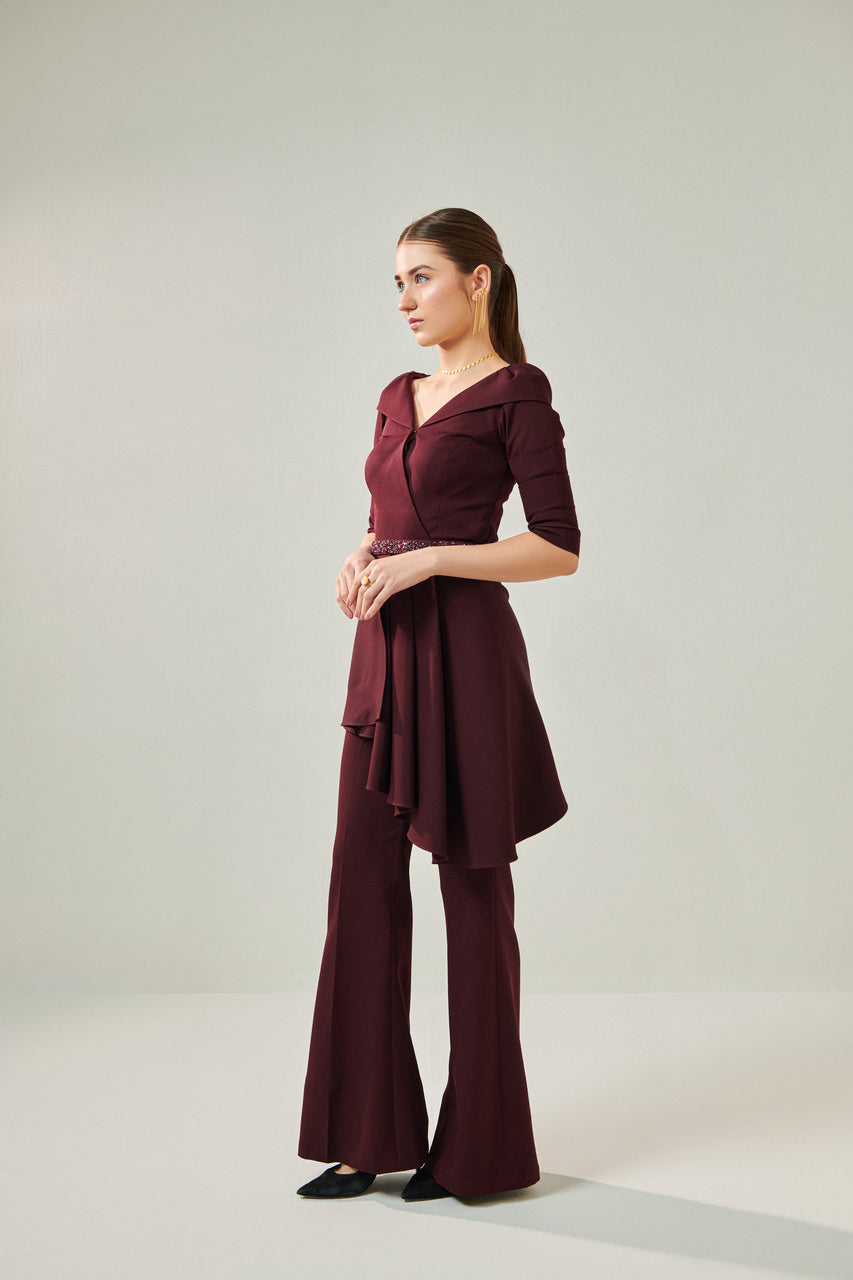 Off shoulder wine co ord set
