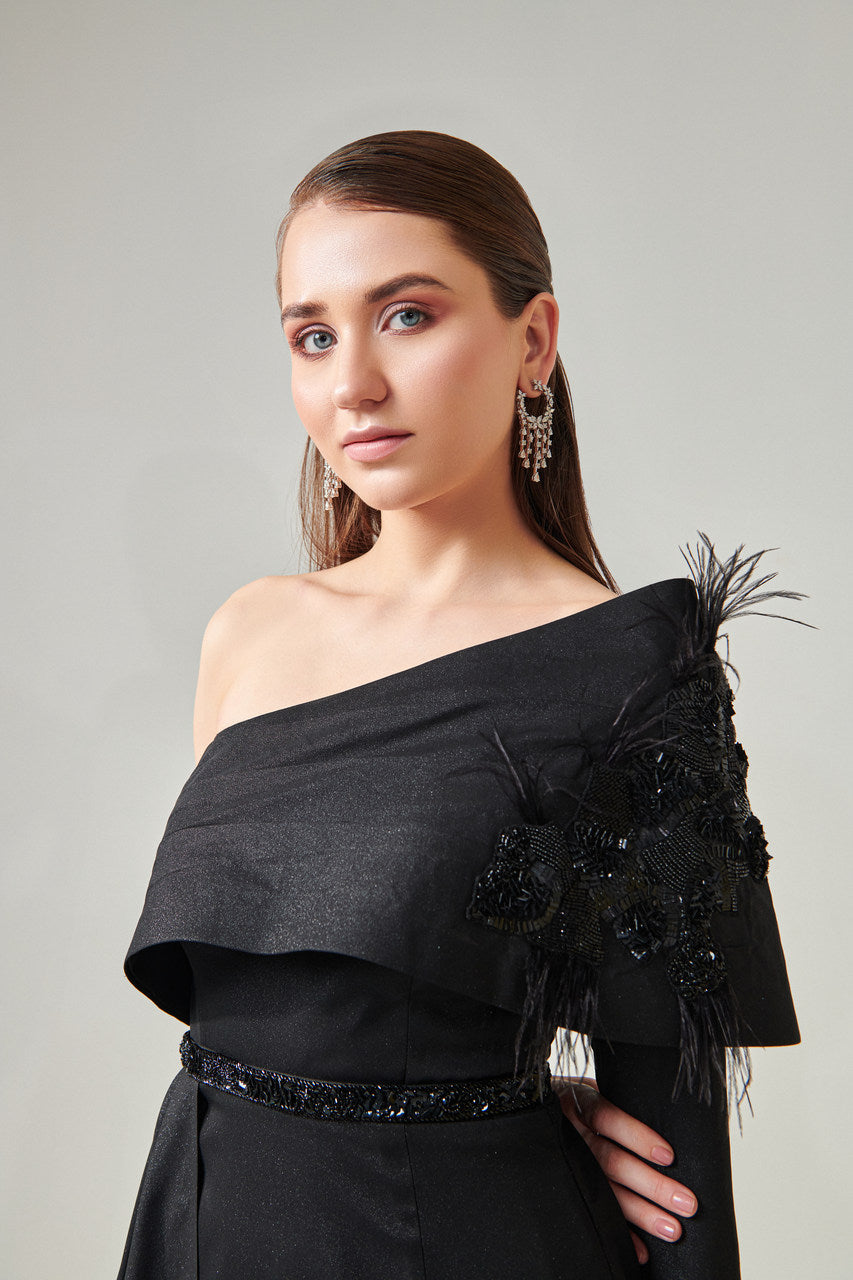 black power drape dress