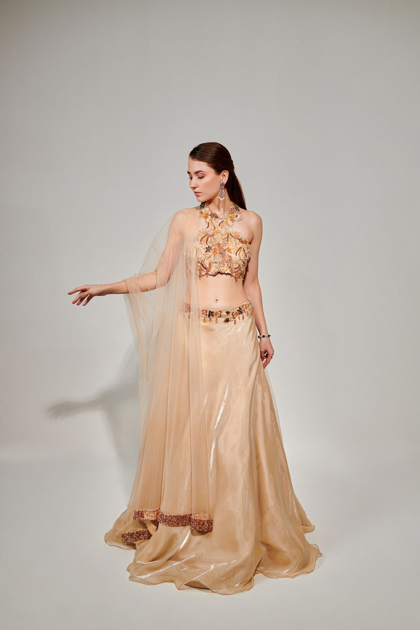 Ivory cutwork lehenga